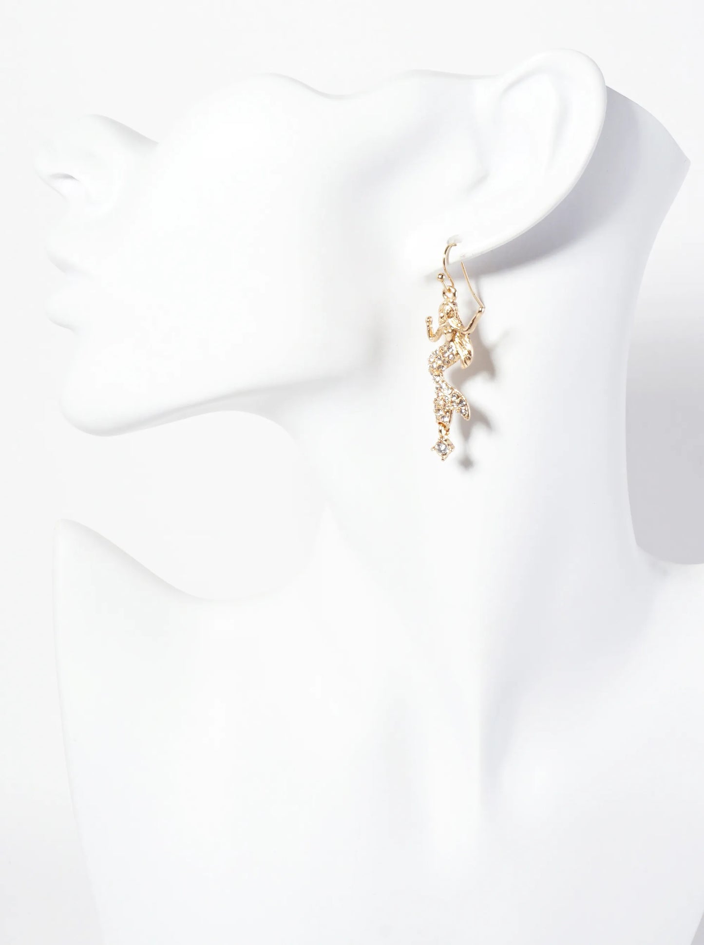 Sea-Life Crystal-Pave Symmetrical Mermaid Drop Dangle Earrings