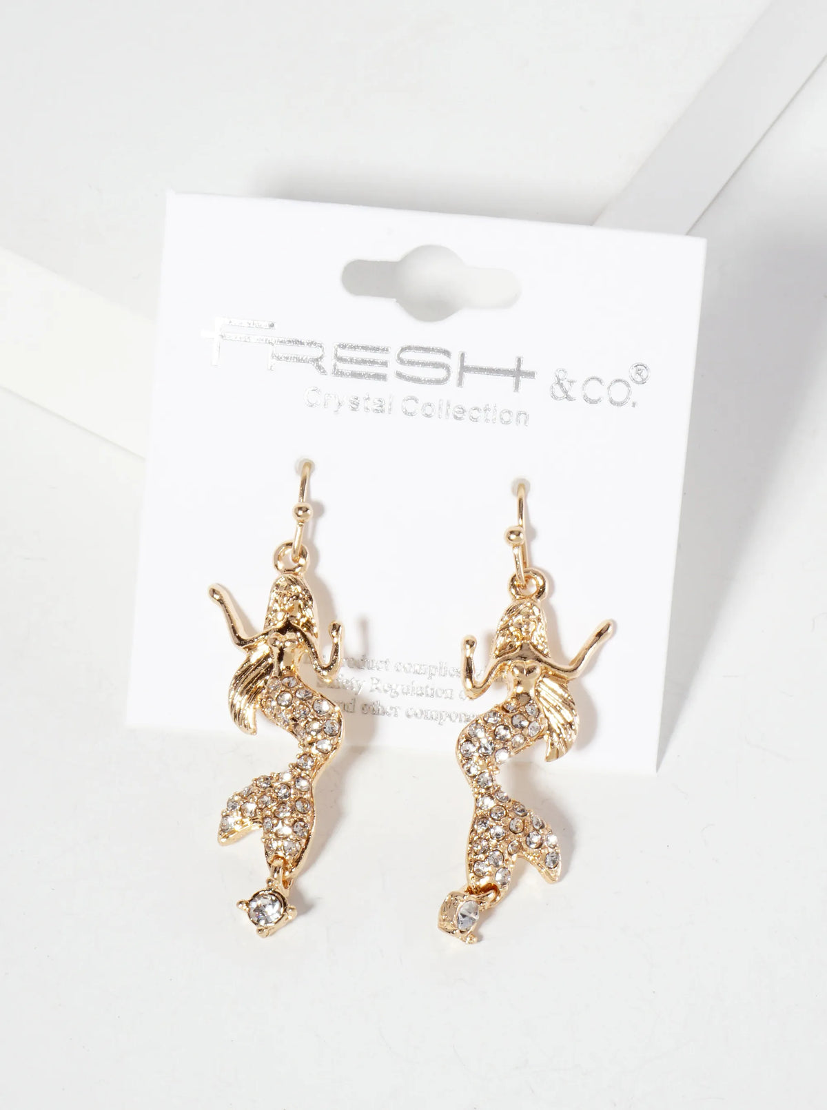 Sea-Life Crystal-Pave Symmetrical Mermaid Drop Dangle Earrings