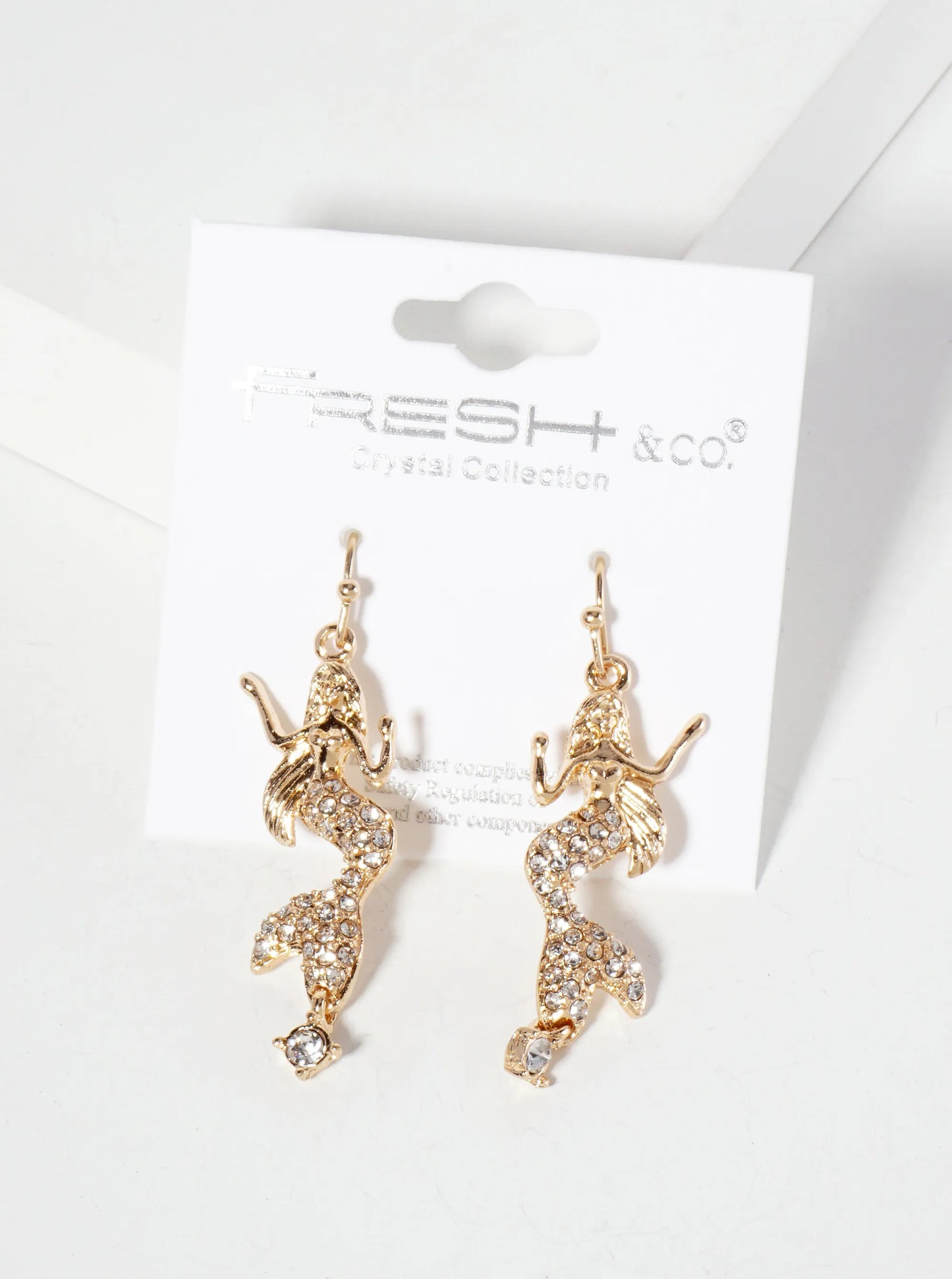 Sea-Life Crystal-Pave Symmetrical Mermaid Drop Dangle Earrings