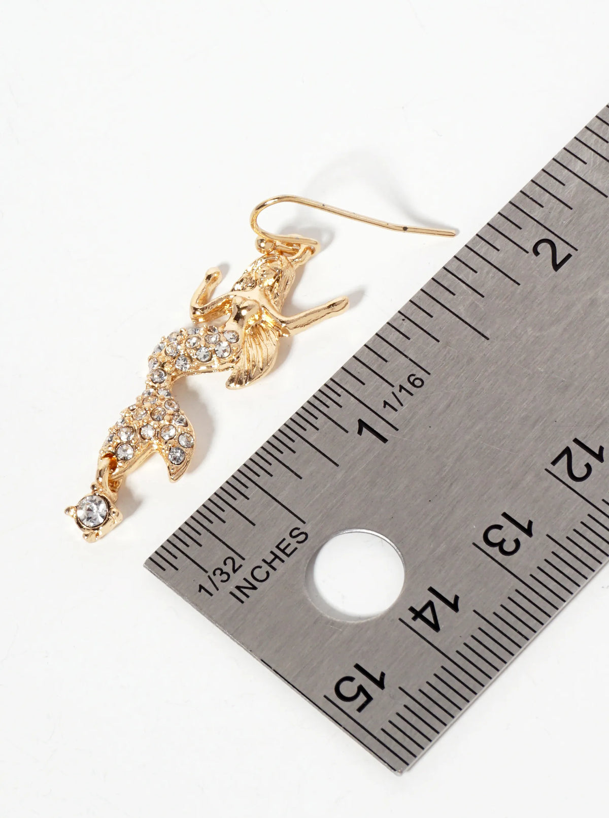 Sea-Life Crystal-Pave Symmetrical Mermaid Drop Dangle Earrings