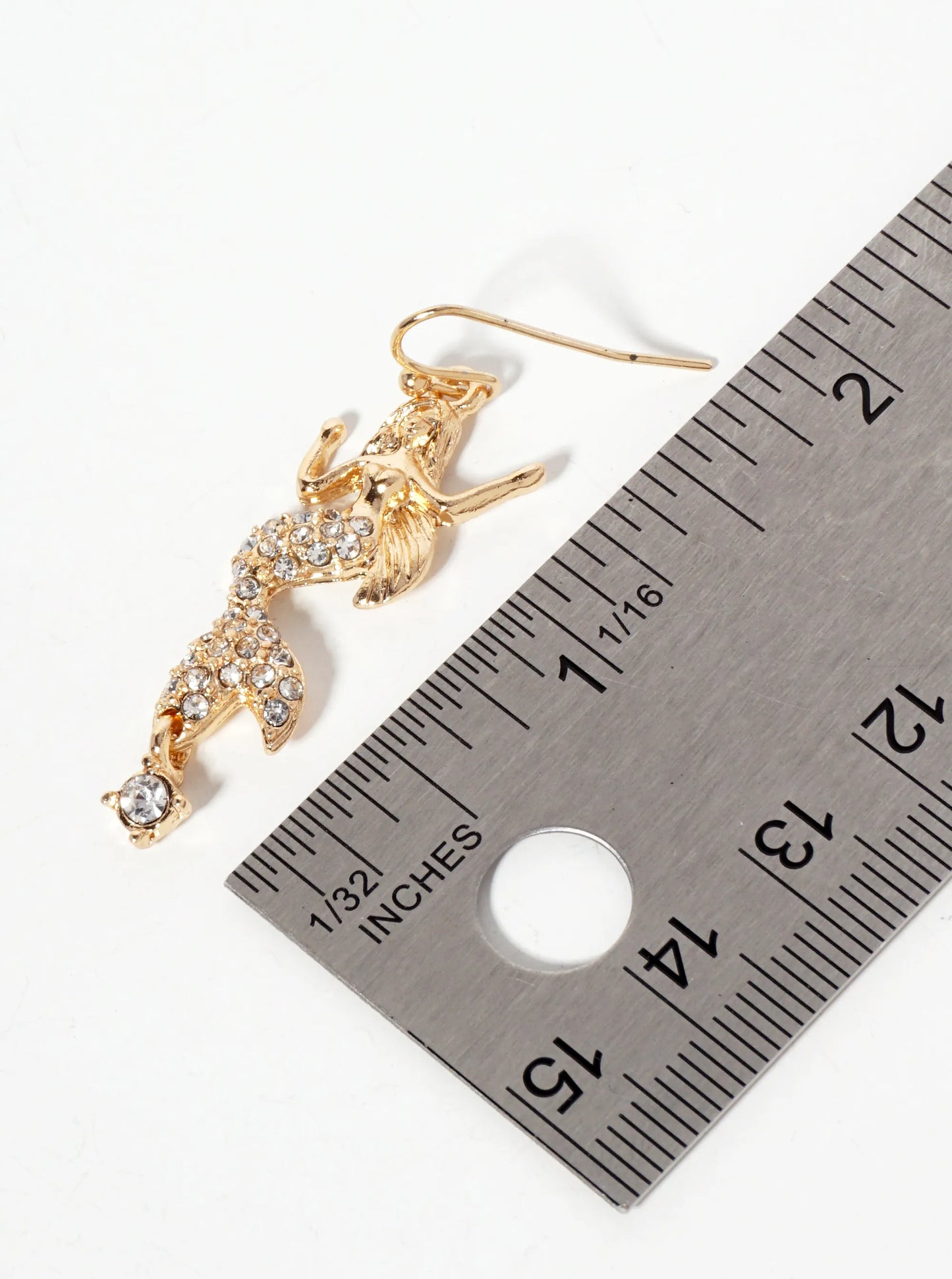Sea-Life Crystal-Pave Symmetrical Mermaid Drop Dangle Earrings
