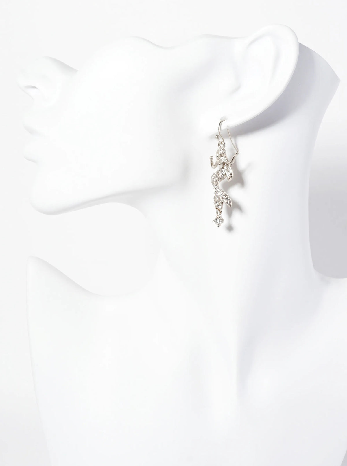 Sea-Life Crystal-Pave Symmetrical Mermaid Drop Dangle Earrings