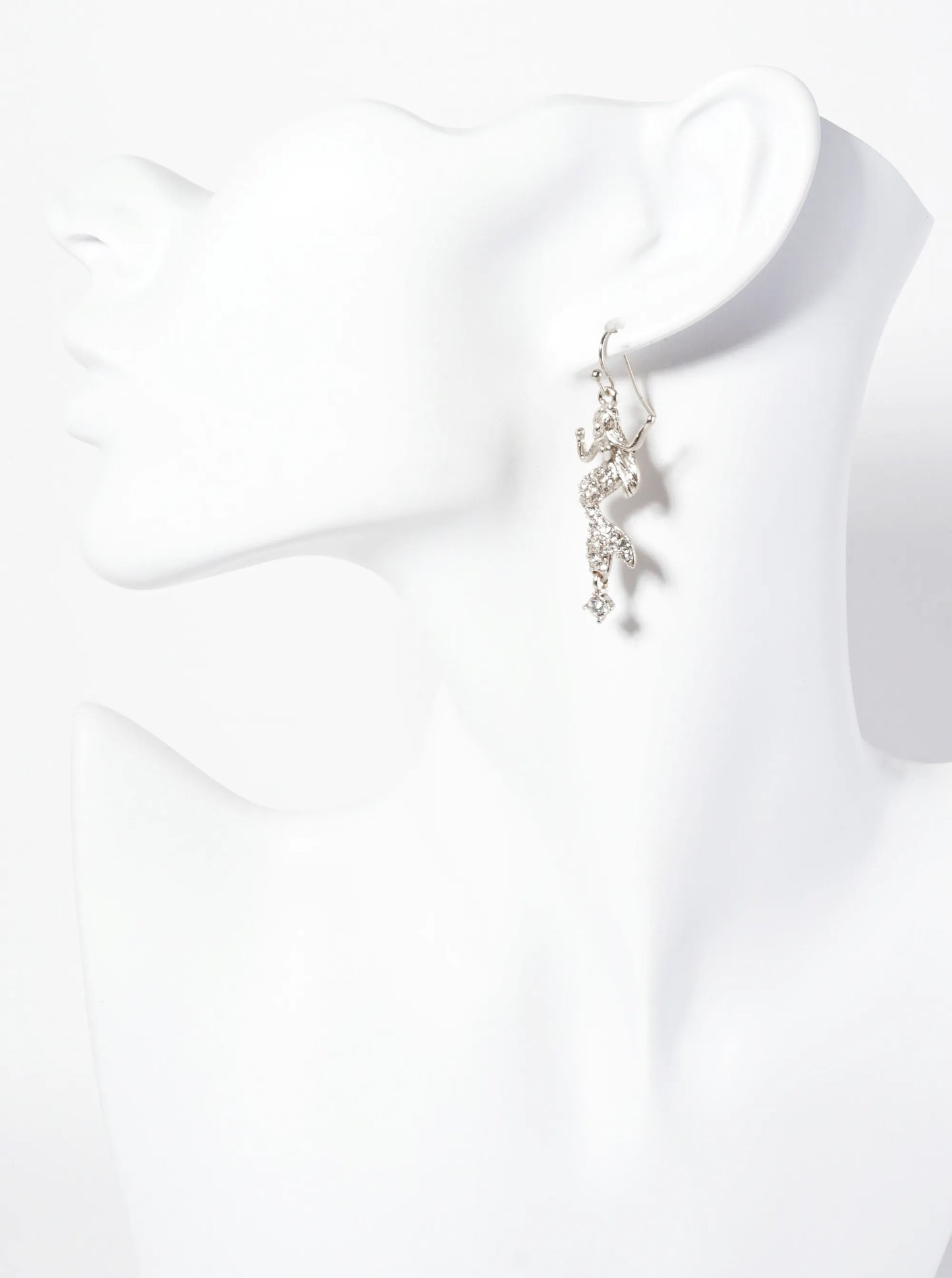 Sea-Life Crystal-Pave Symmetrical Mermaid Drop Dangle Earrings