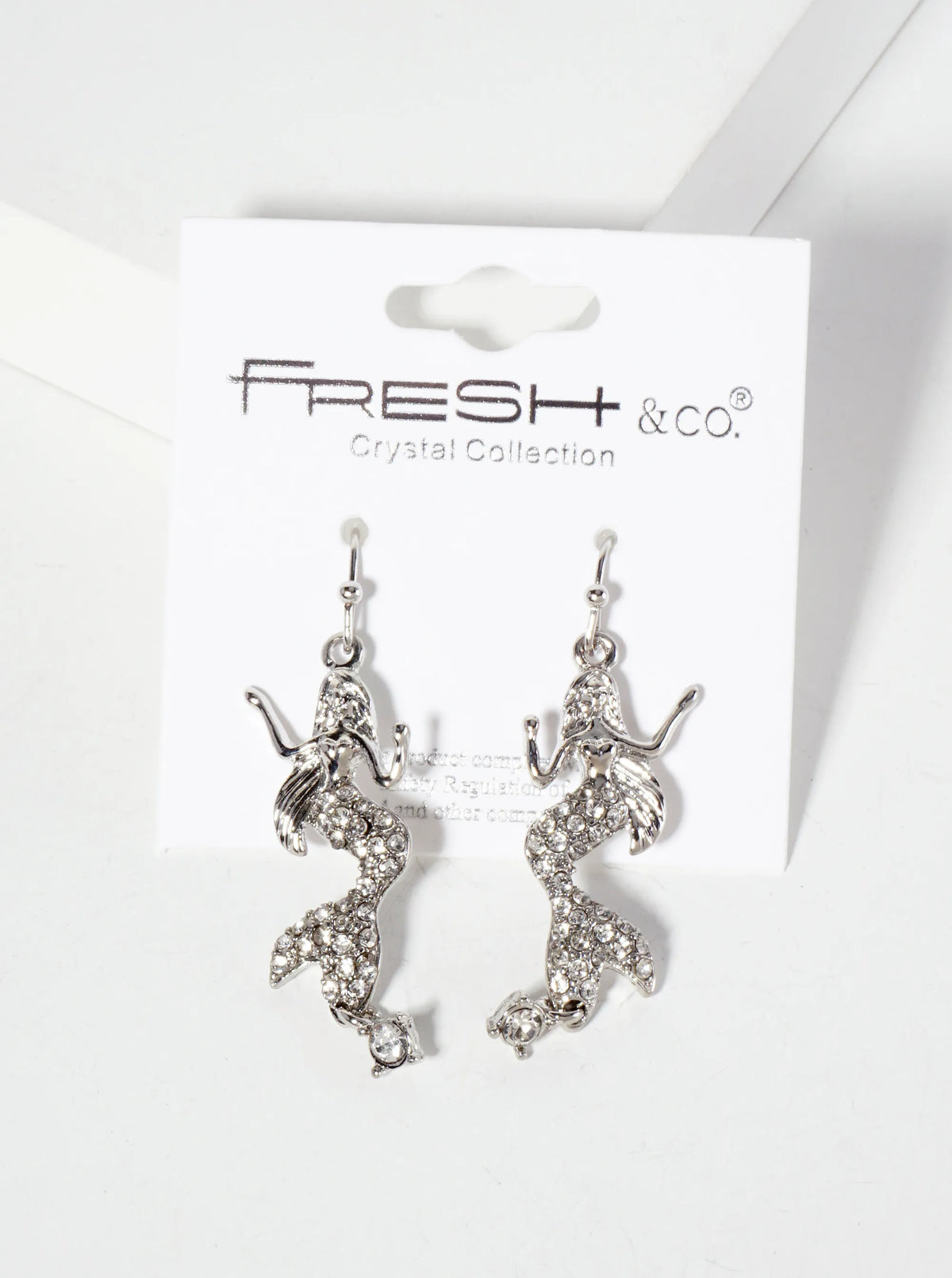 Sea-Life Crystal-Pave Symmetrical Mermaid Drop Dangle Earrings