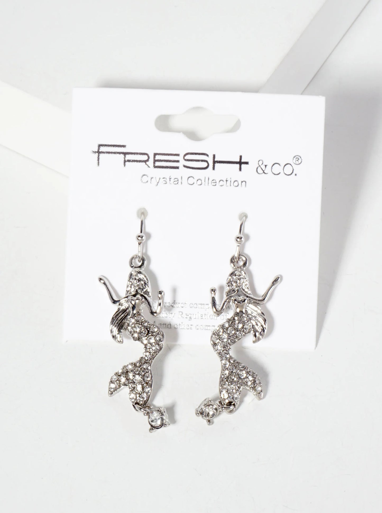 Sea-Life Crystal-Pave Symmetrical Mermaid Drop Dangle Earrings