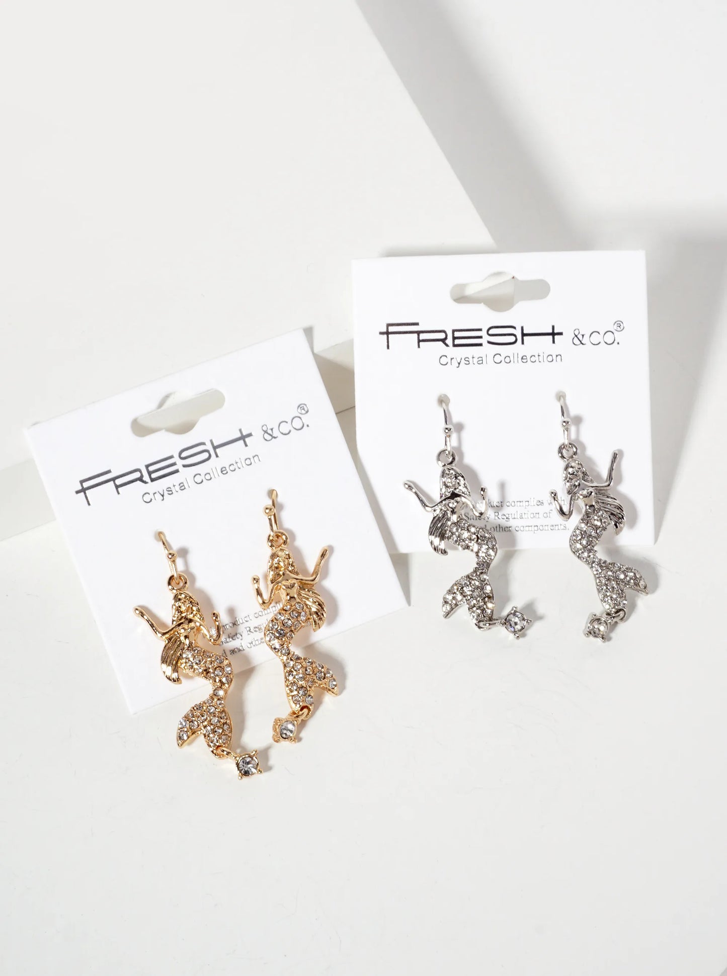 Sea-Life Crystal-Pave Symmetrical Mermaid Drop Dangle Earrings