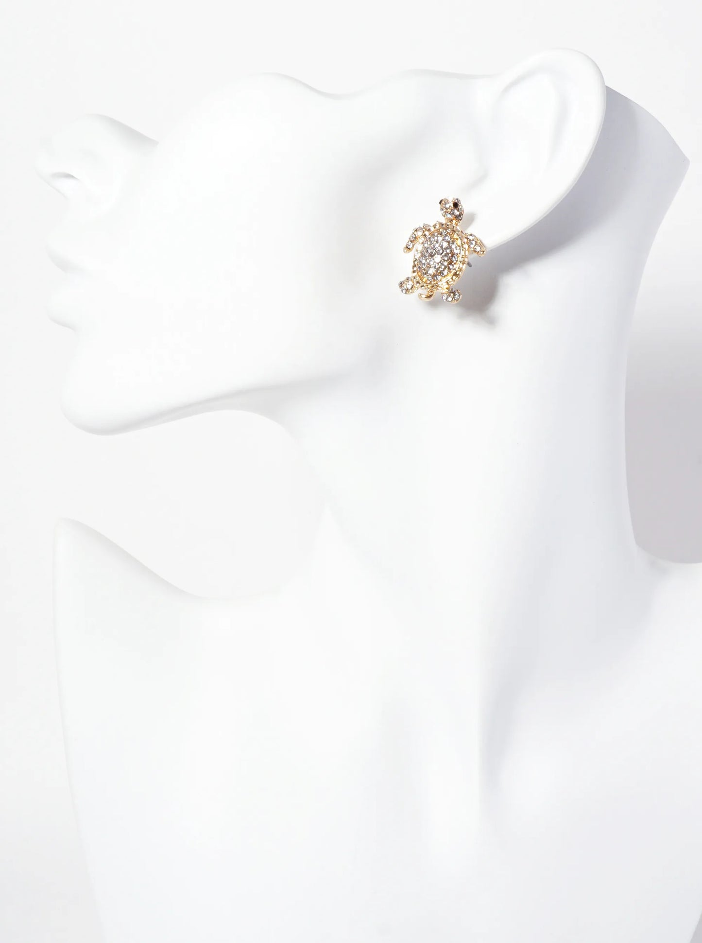 Sea-Life Crystal-Pave Turtle Stud Earrings