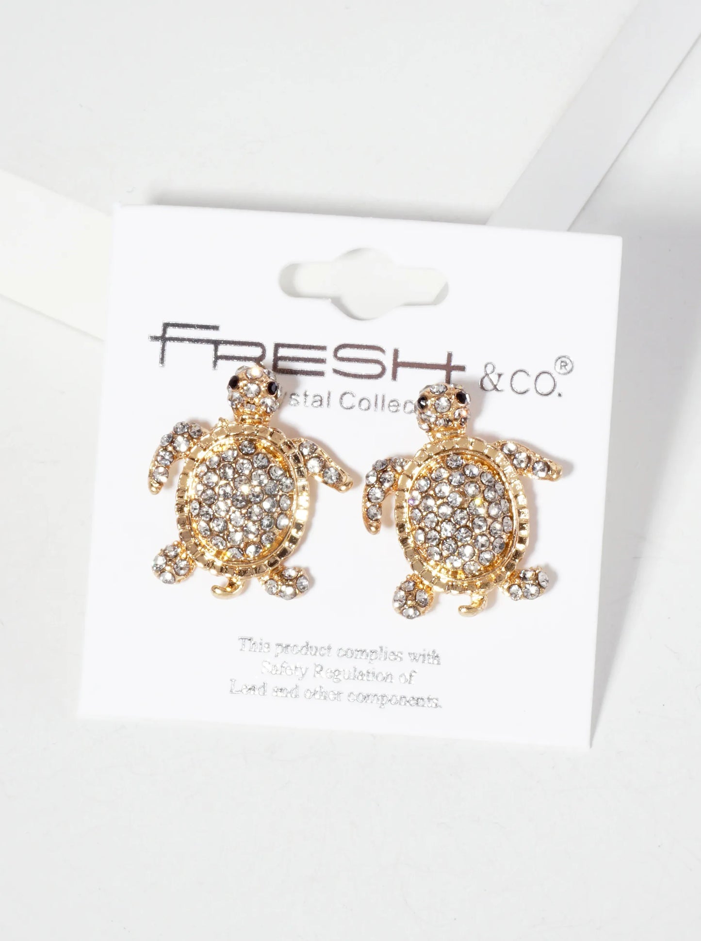 Sea-Life Crystal-Pave Turtle Stud Earrings