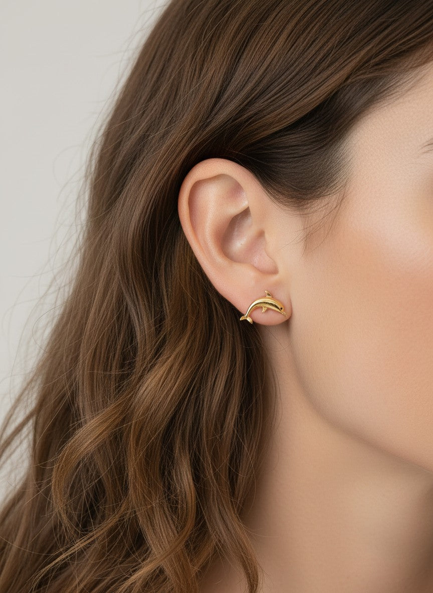 Sea Life Dolphin Stud Earrings