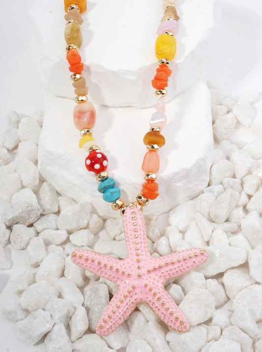 Sea Life Enameled Pendant Necklace Adjustable