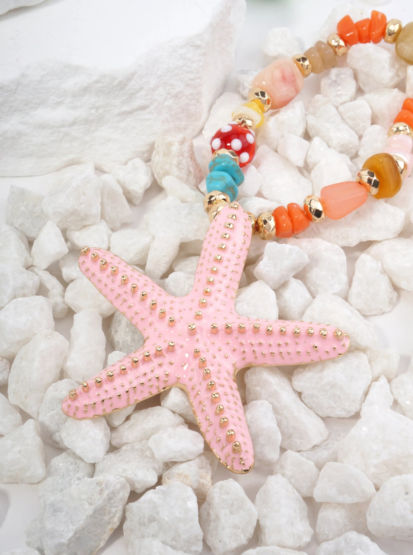 Sea Life Enameled Pendant Necklace Adjustable