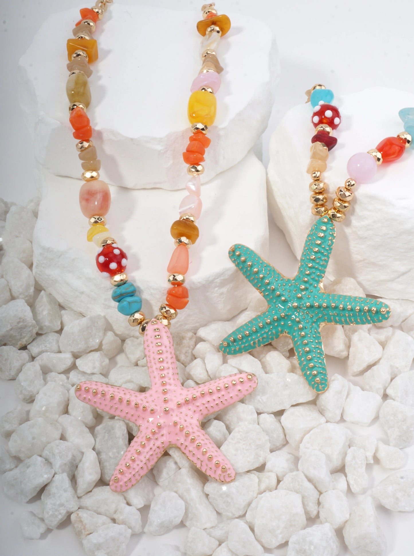 Sea Life Enameled Pendant Necklace Adjustable