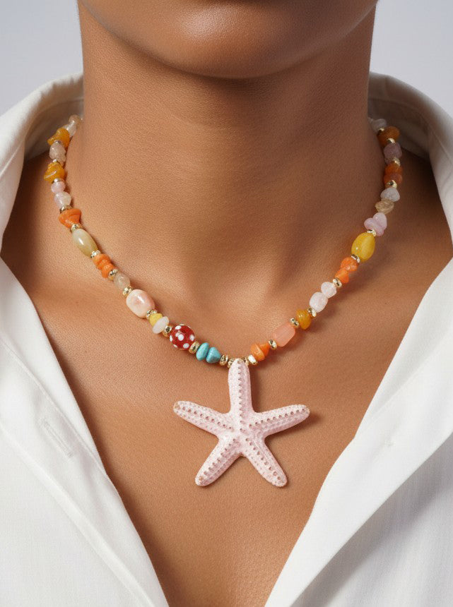Sea Life Enameled Pendant Necklace Adjustable