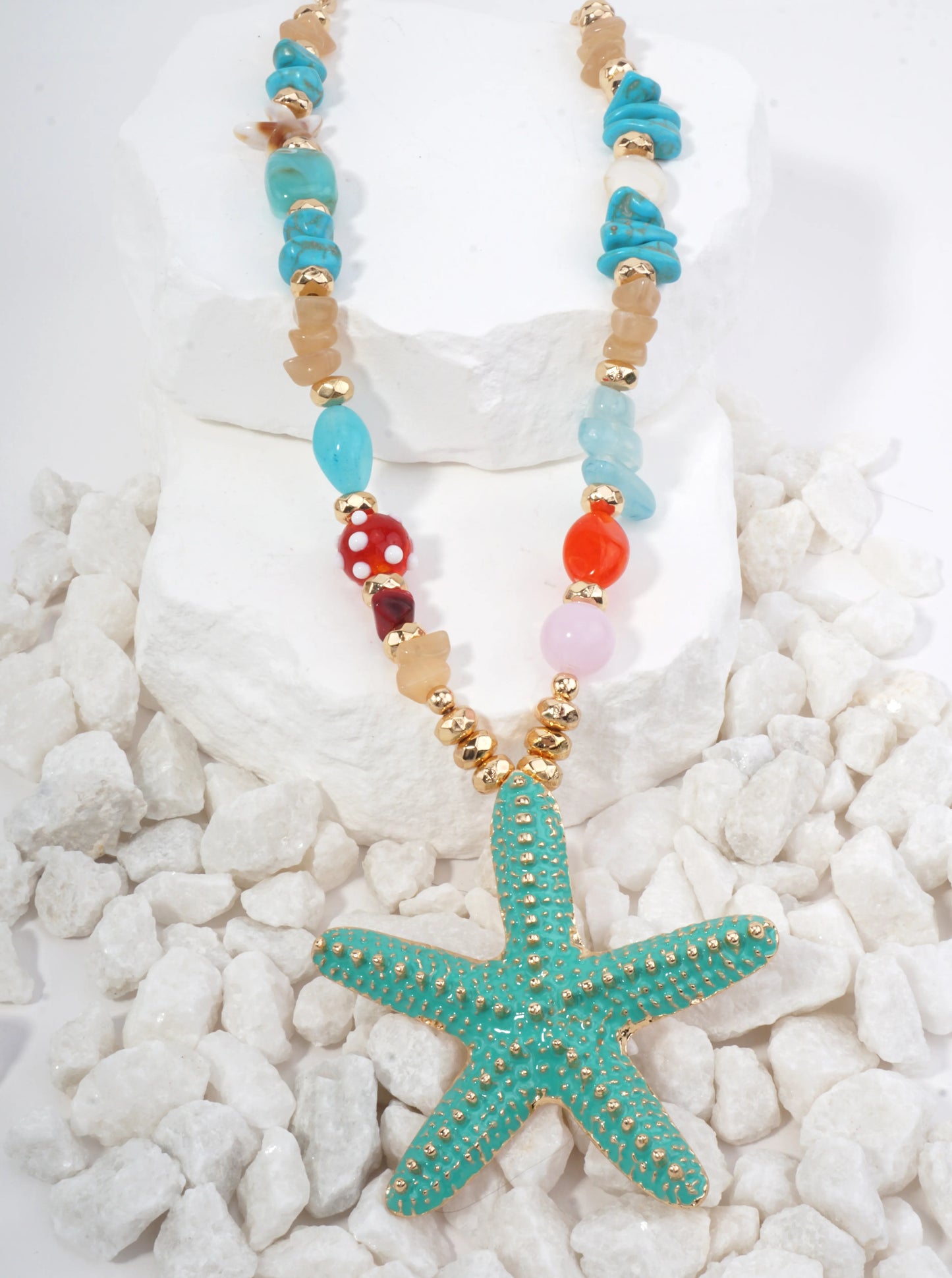 Sea Life Enameled Pendant Necklace Adjustable