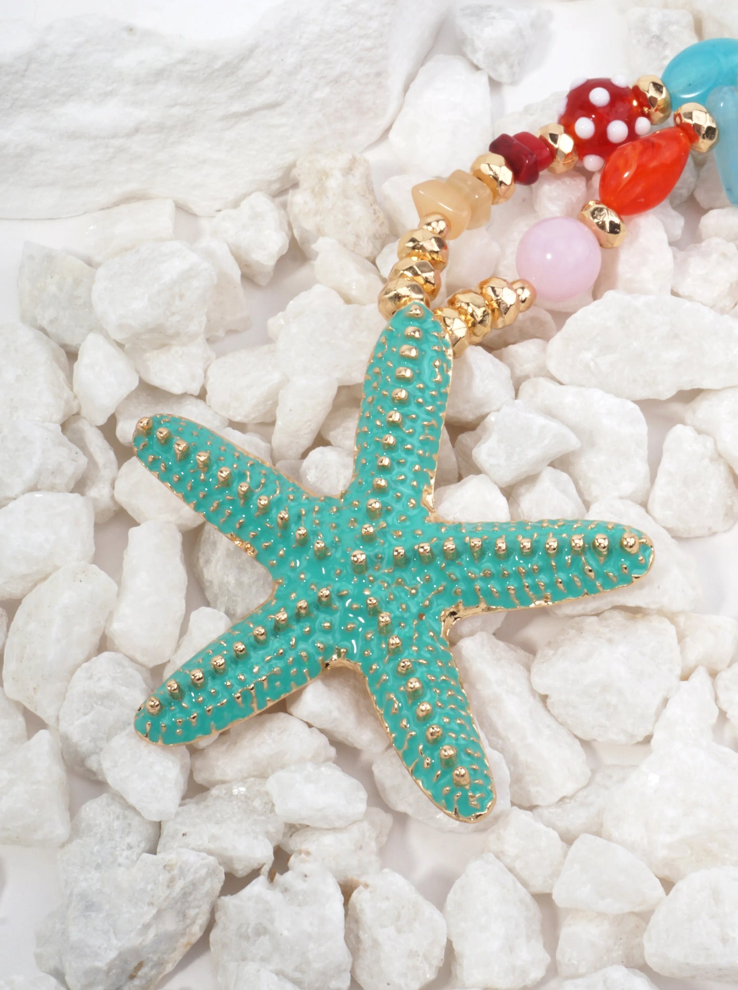 Sea Life Enameled Pendant Necklace Adjustable