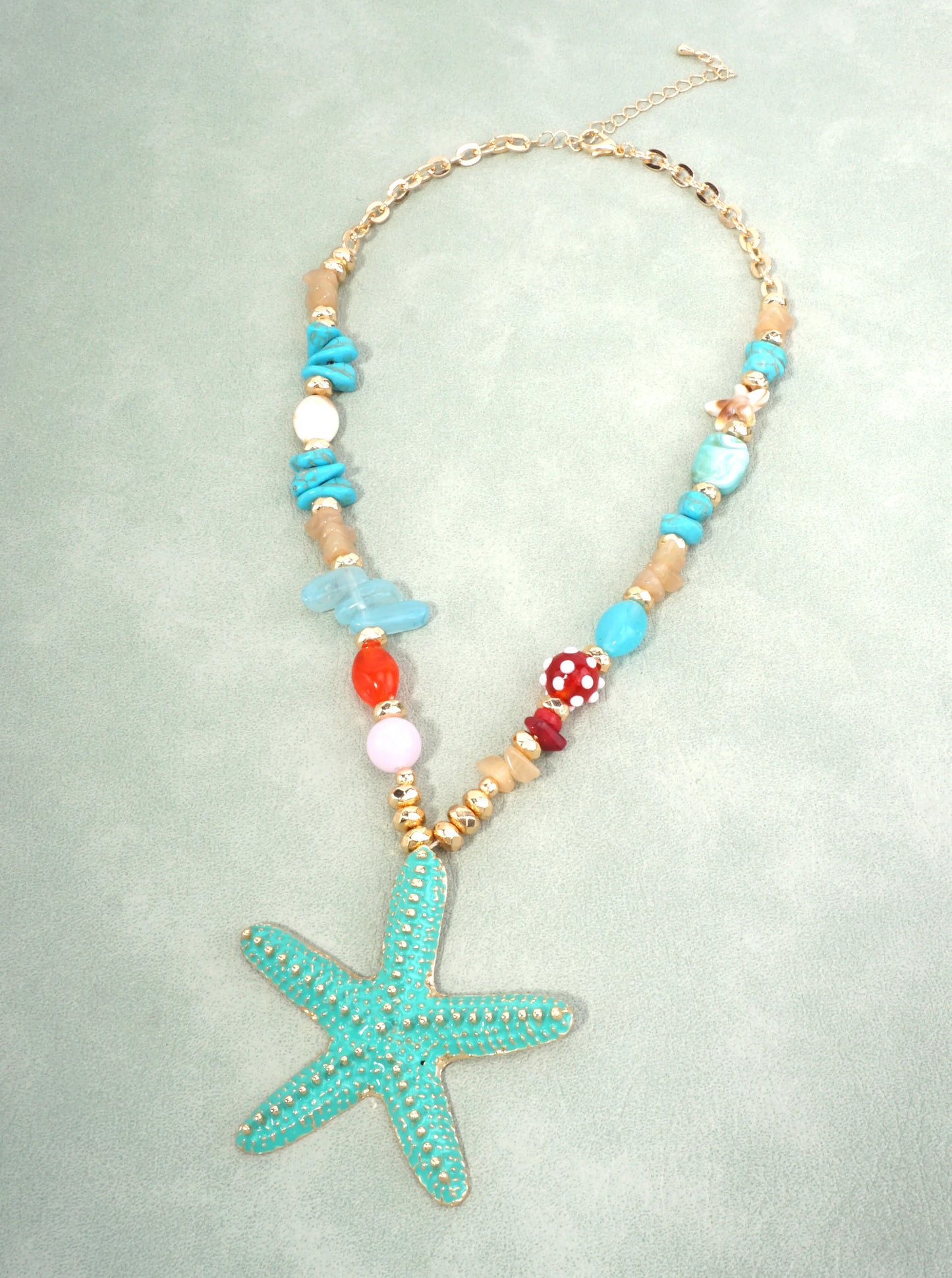 Sea Life Enameled Pendant Necklace Adjustable