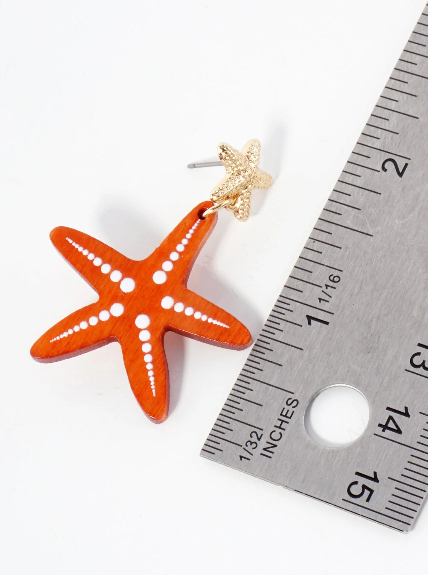 Sea-Life Laser-Cut Wood Starfish Drop Dangle Earrings