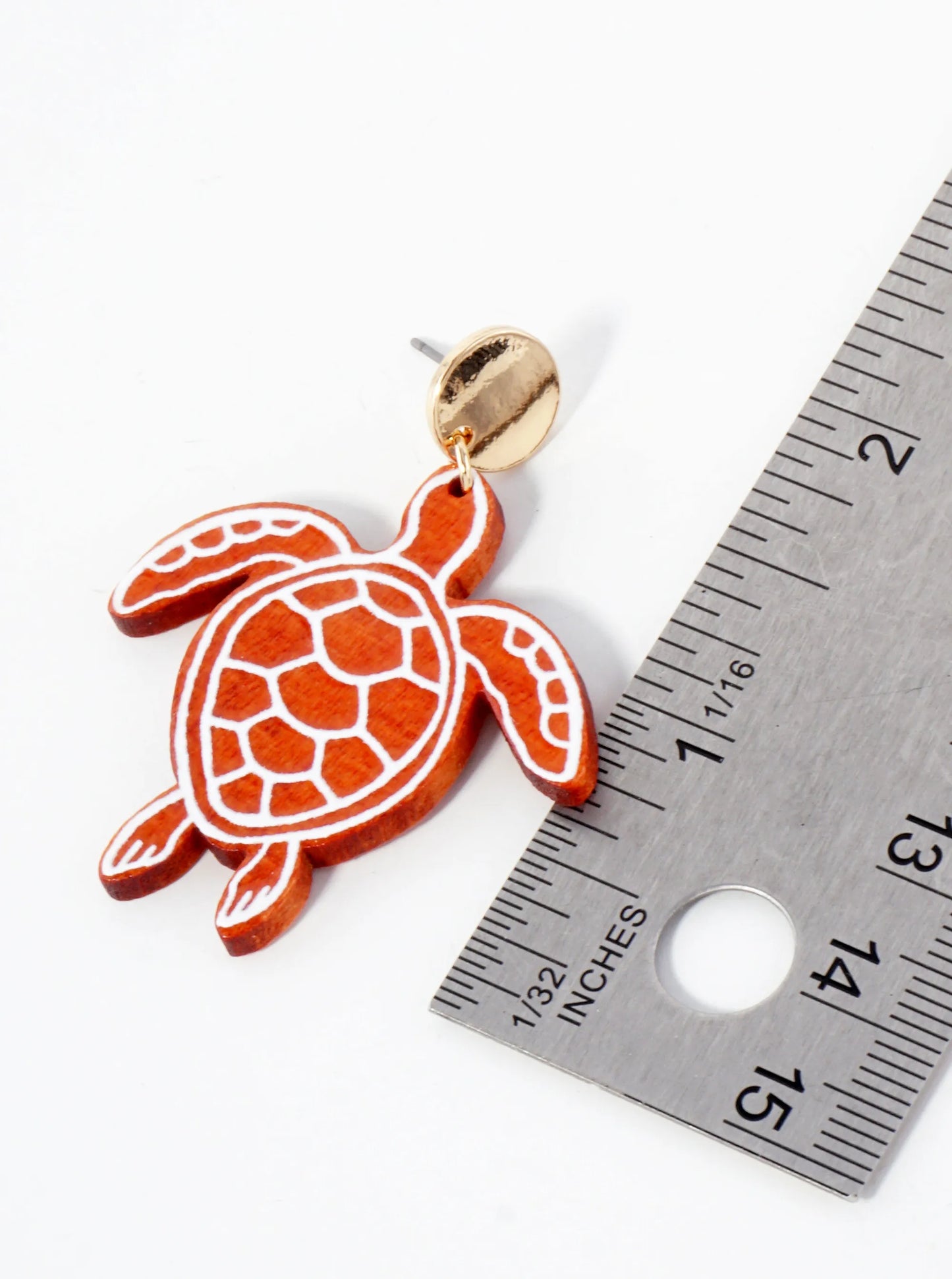 Sea-Life Laser-Cut Wood Turtle Dangle Drop Earrings