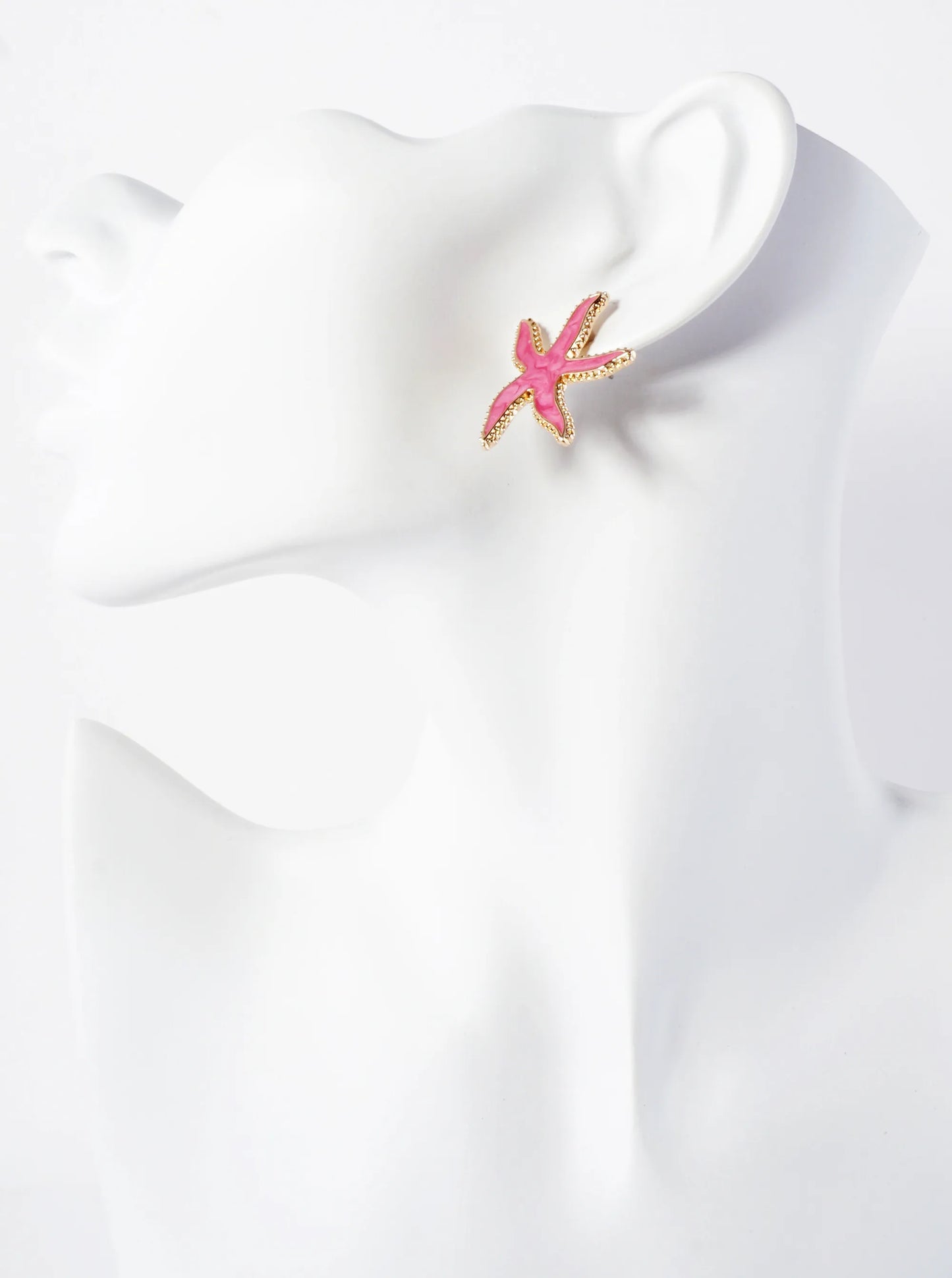 Sea-Life Marble Enamel Filled Starfish Stud Earrings