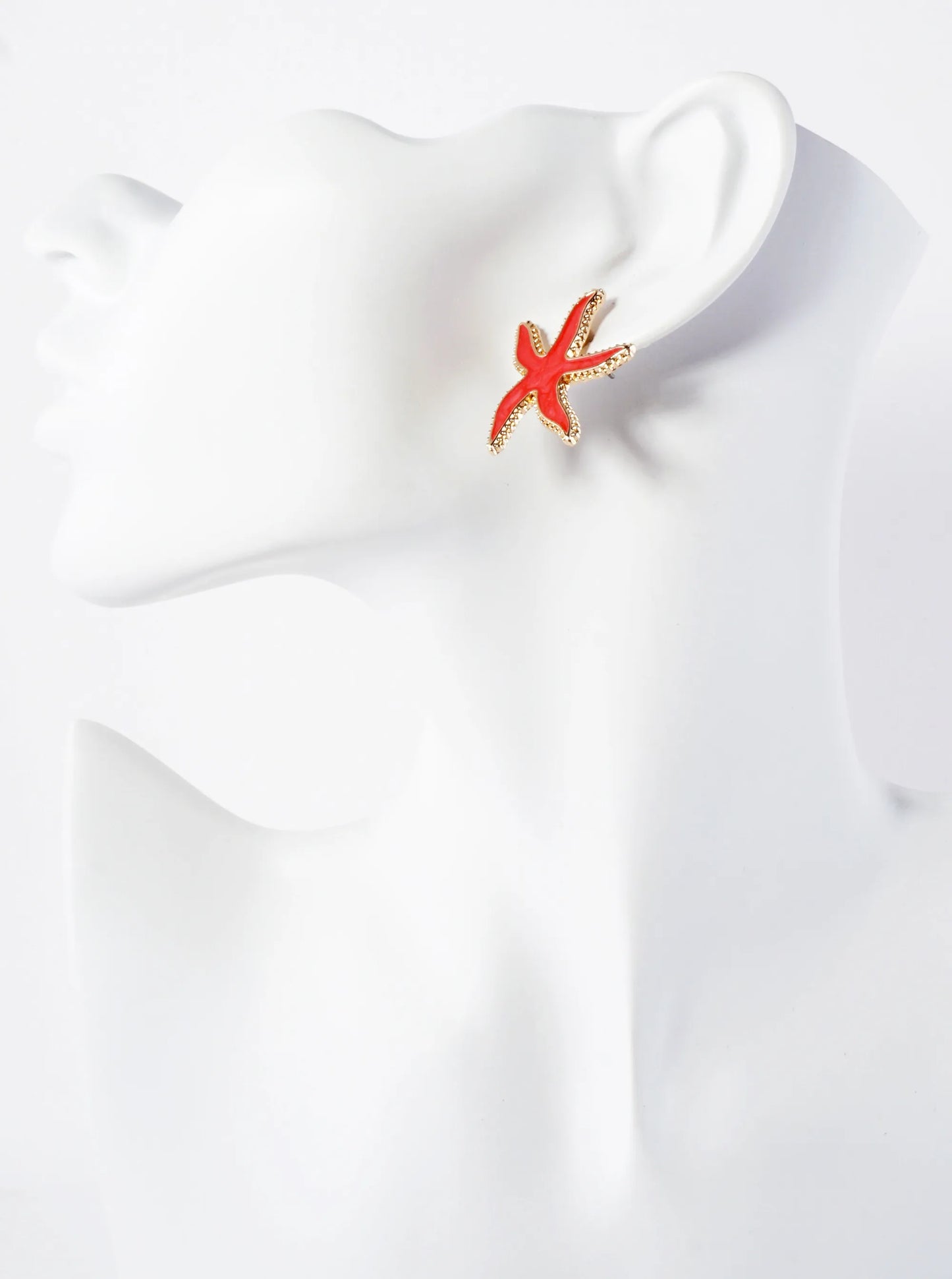 Sea-Life Marble Enamel Filled Starfish Stud Earrings