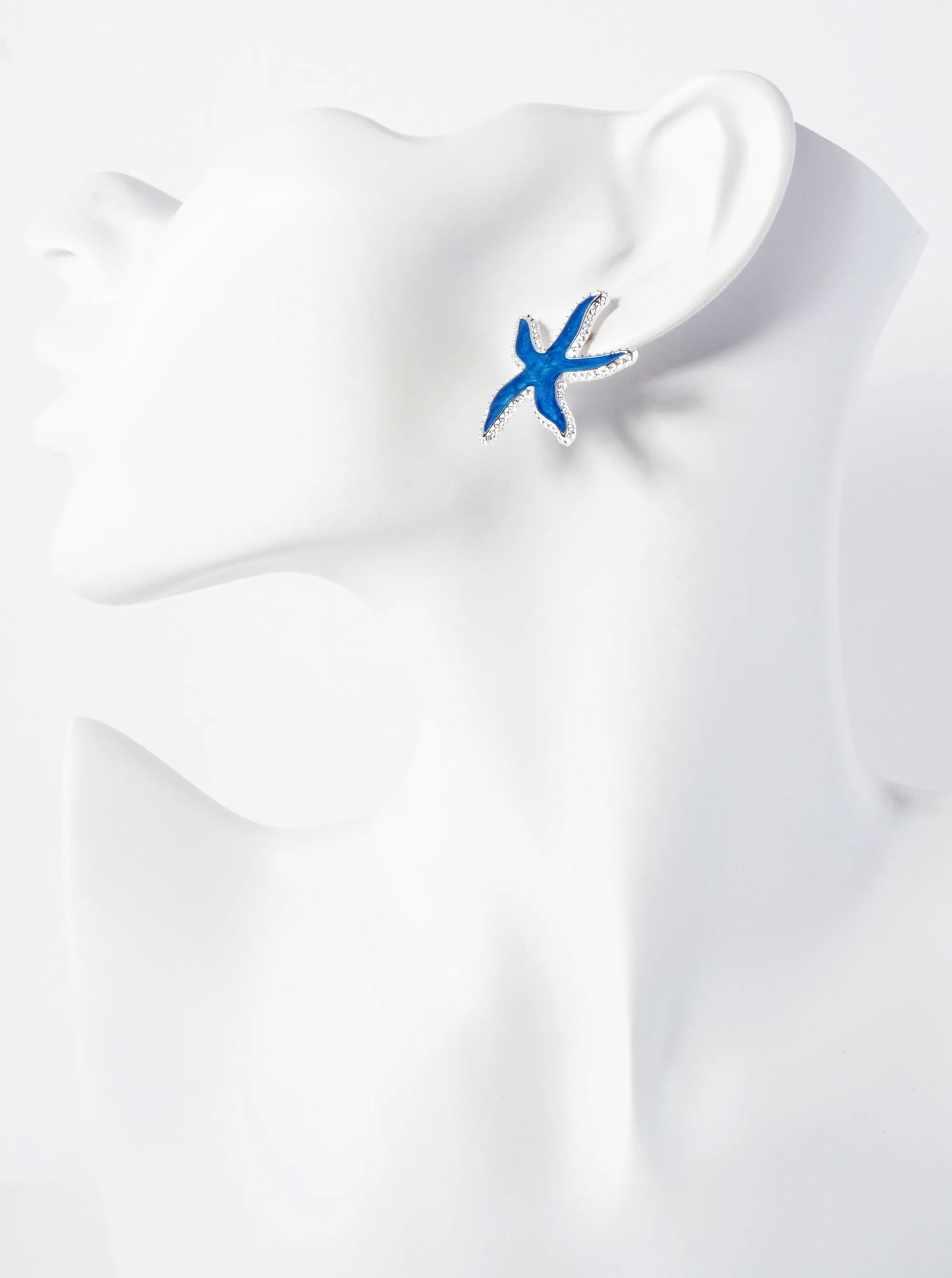 Sea-Life Marble Enamel Filled Starfish Stud Earrings