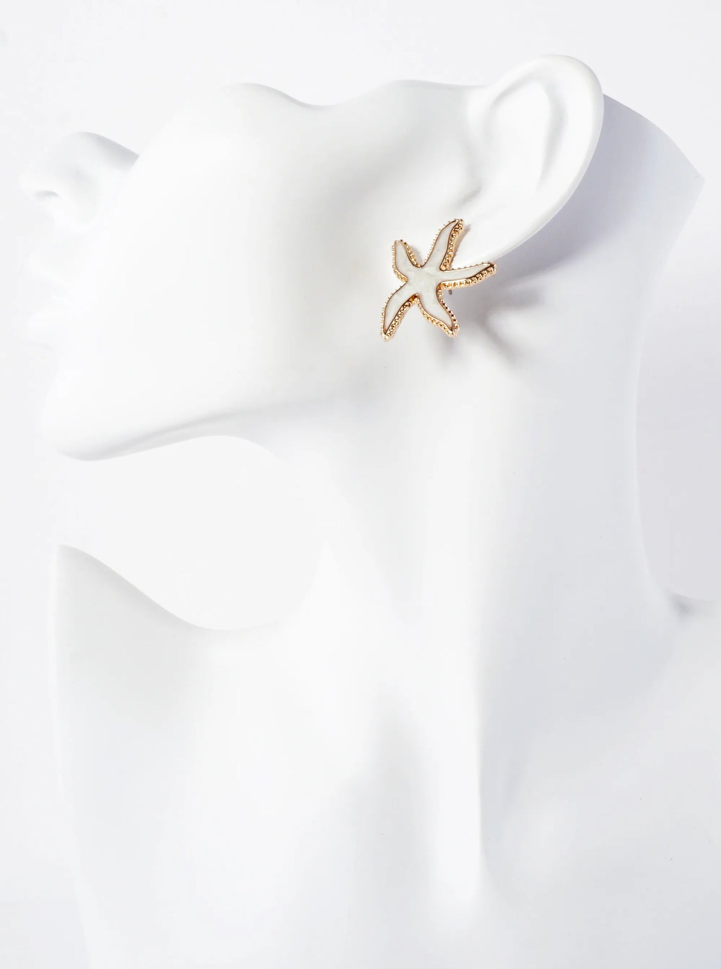 Sea-Life Marble Enamel Filled Starfish Stud Earrings