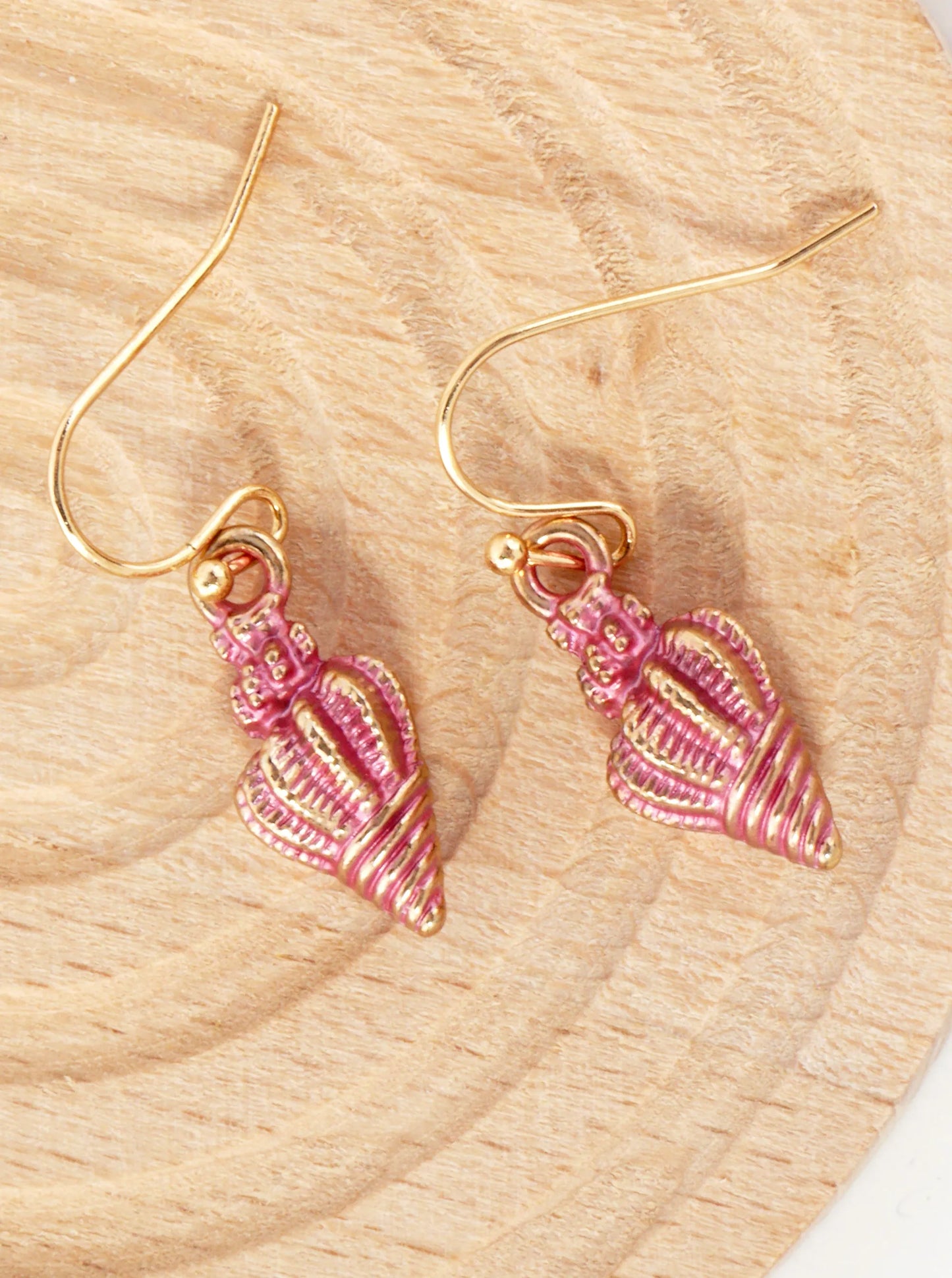 Sea-Life Metal Conch Seashell Drop Dainty Dangle Earrings