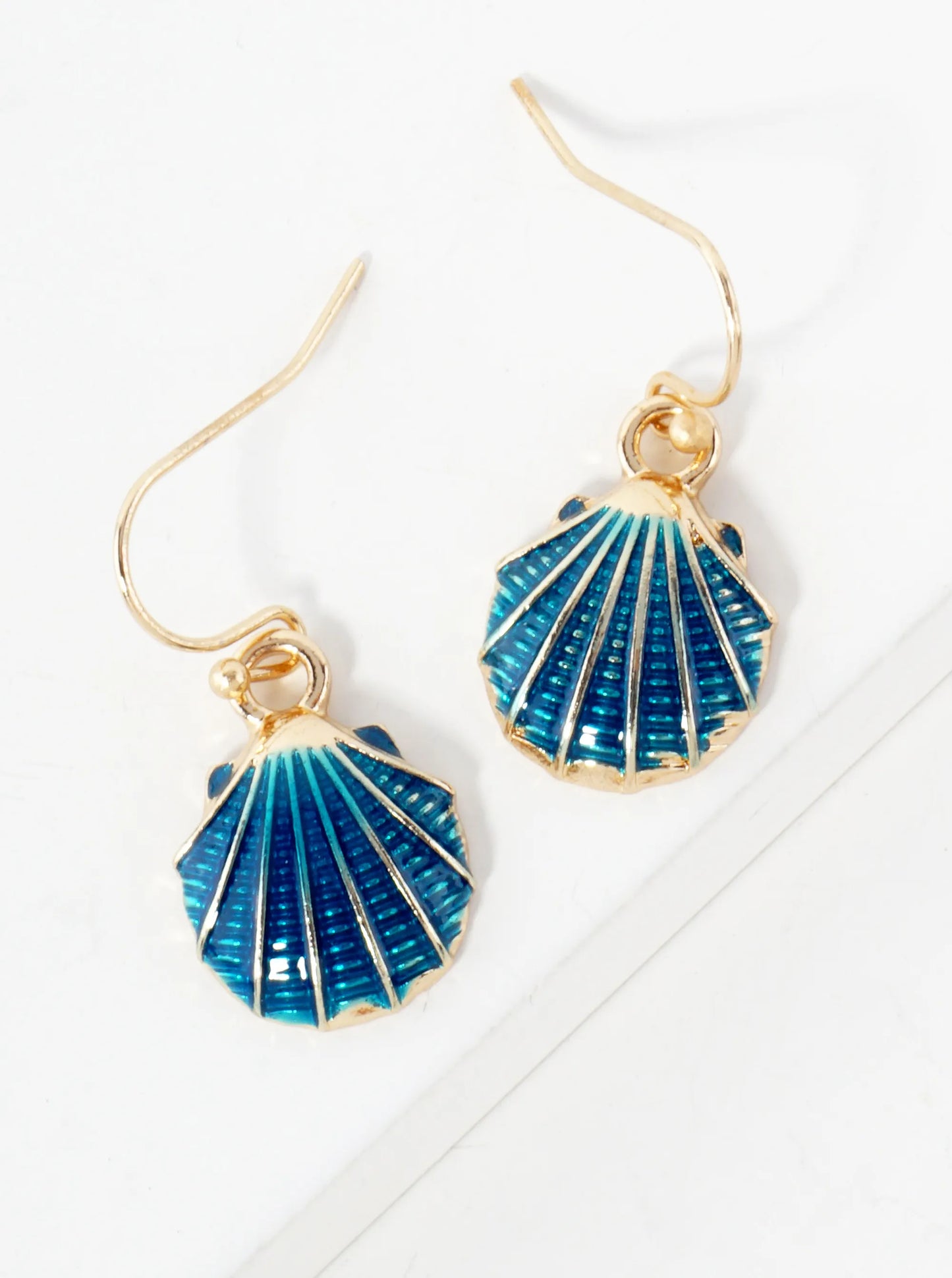 Sea-Life Metal Seashell Drop Dainty Dangle Earrings