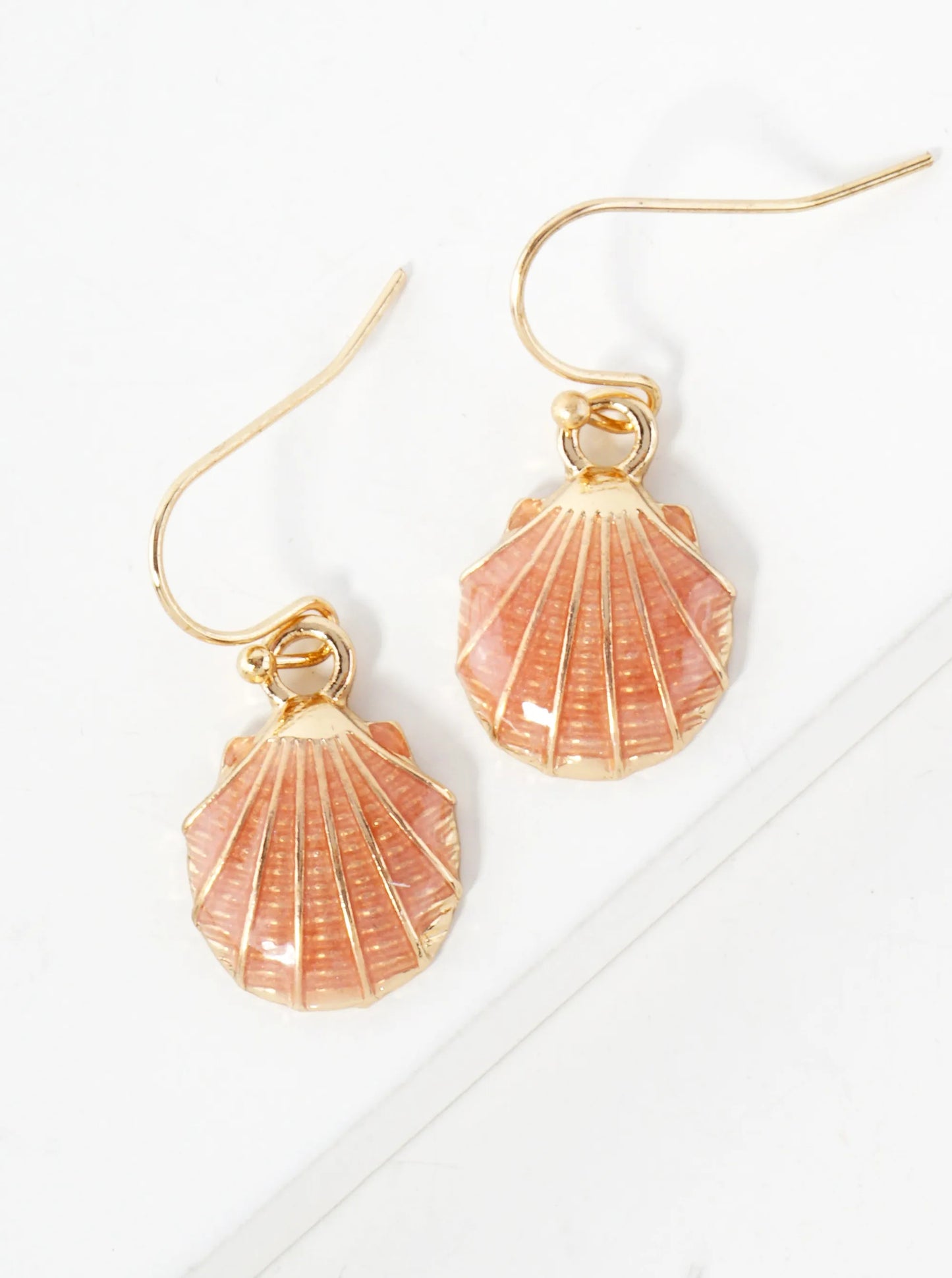 Sea-Life Metal Seashell Drop Dainty Dangle Earrings