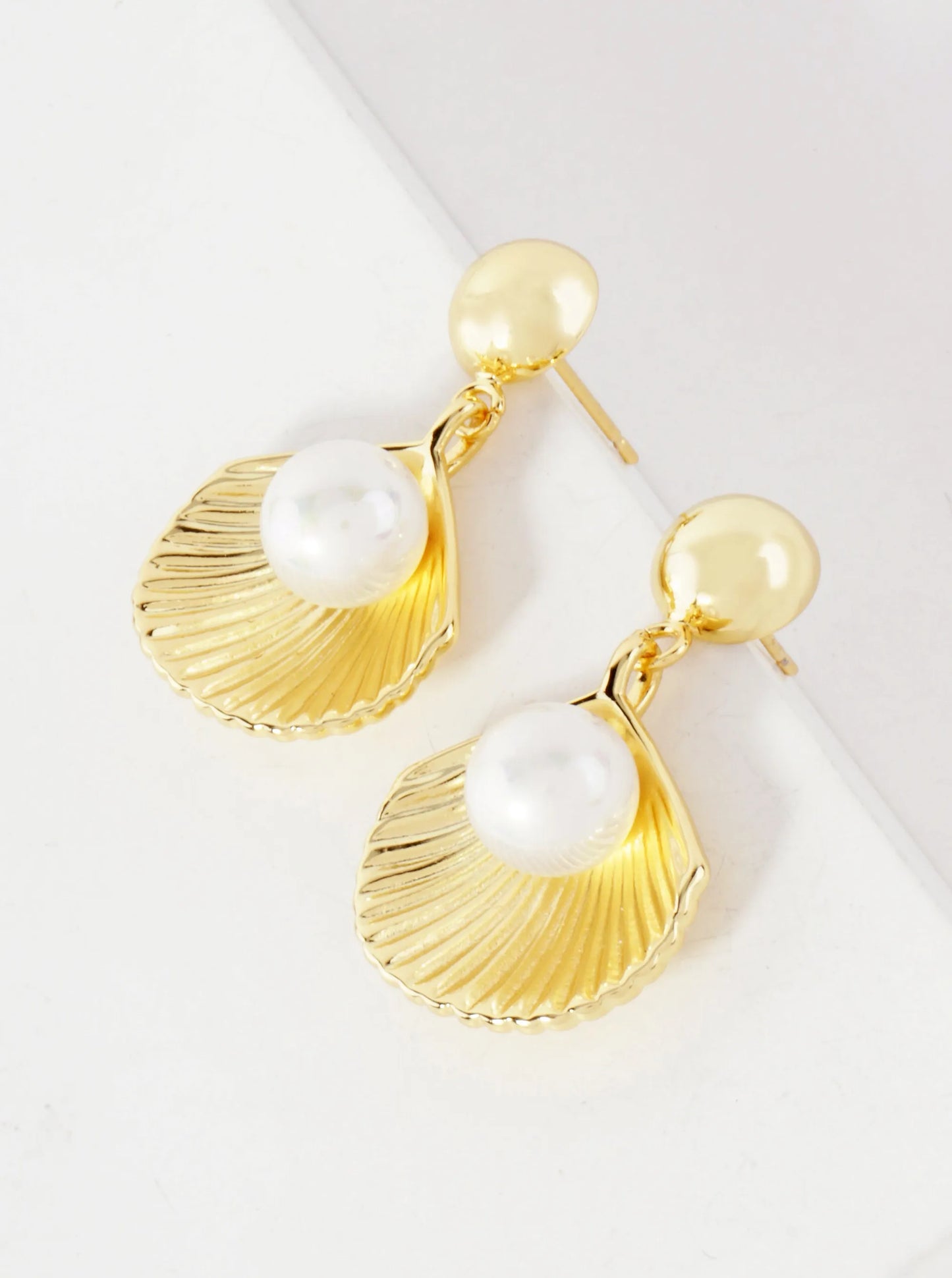 Sea-Life Pearl-Accented Shell 14K-Gold-Dipped Dangle Earrings