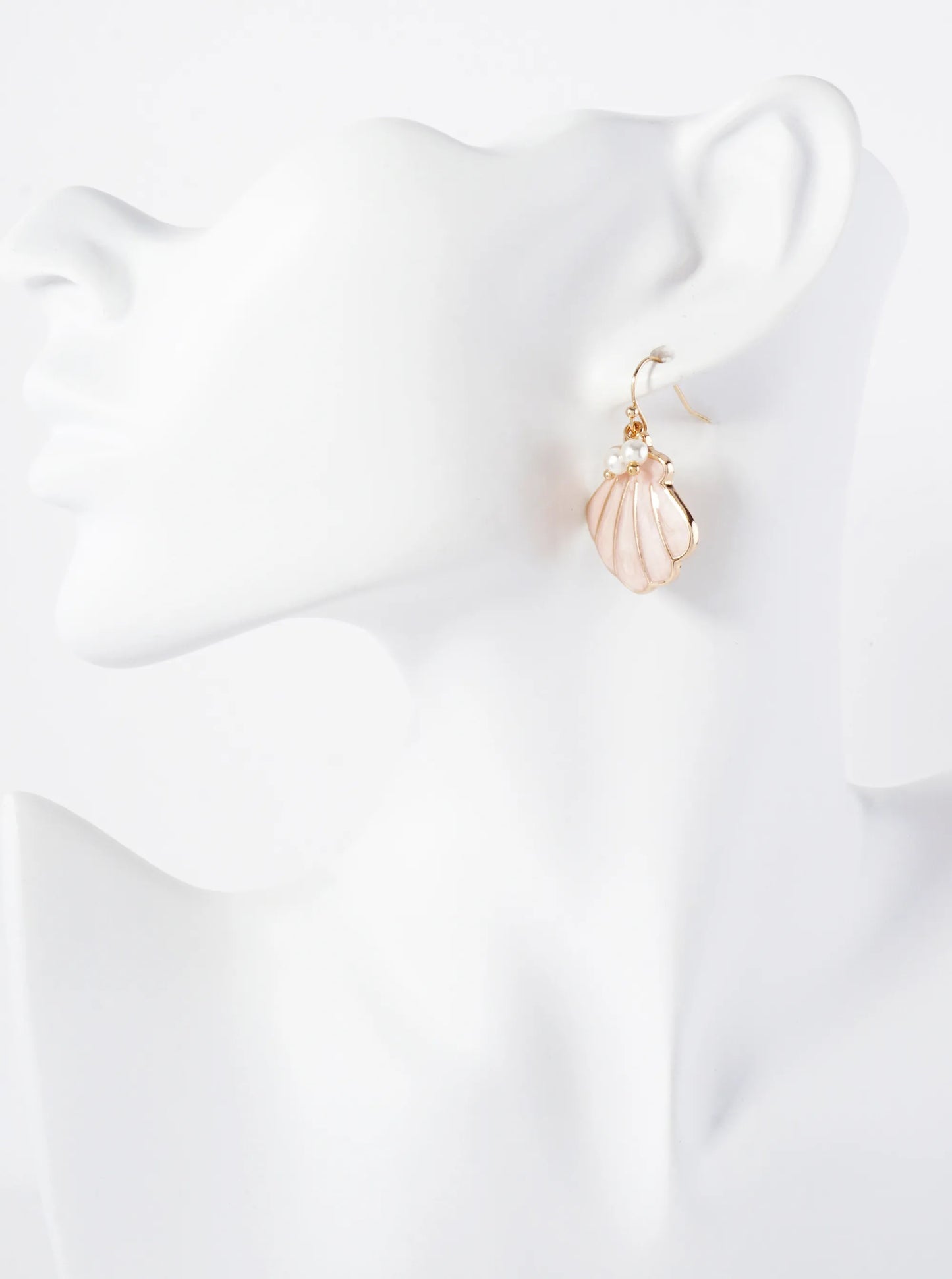 Sea-Life Pearl Enamel Shell Drop Dangle Earrings
