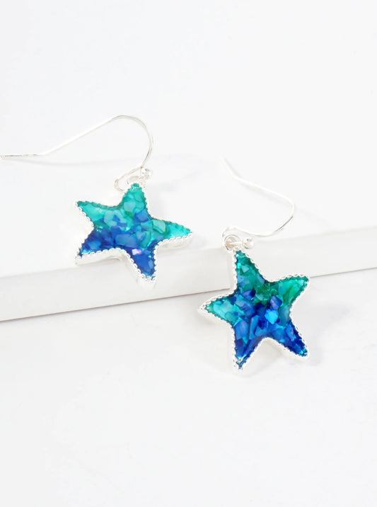 Sea-Life Seaside Shimmer Ombre Resin Starfish Post Earrings