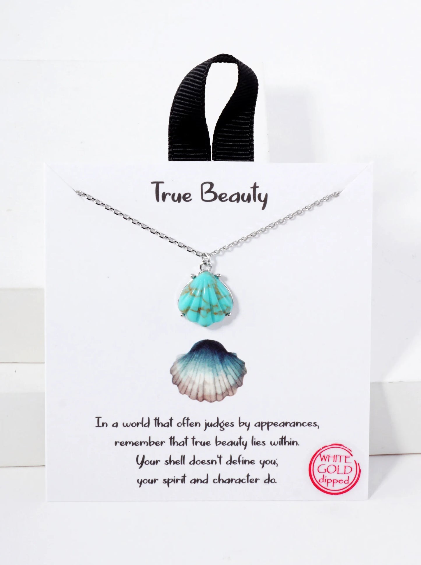 Sea-Life Semi-Precious Natural-Stone Shell Pendant Hypoallergenic 18K-Gold-Dipped Station Necklace