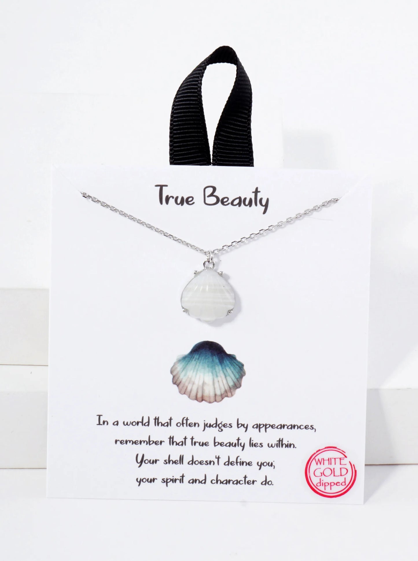 Sea-Life Semi-Precious Natural-Stone Shell Pendant Hypoallergenic 18K-Gold-Dipped Station Necklace