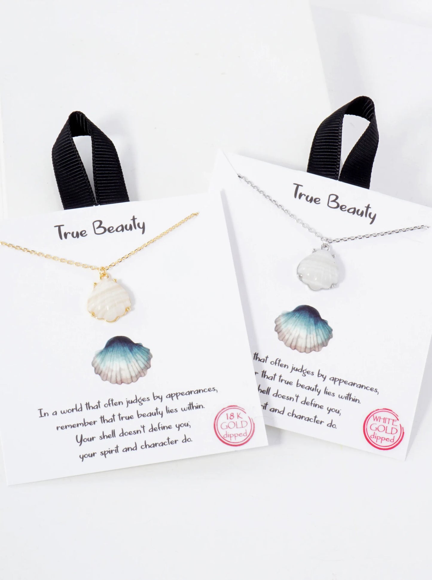 Sea-Life Semi-Precious Natural-Stone Shell Pendant Hypoallergenic 18K-Gold-Dipped Station Necklace