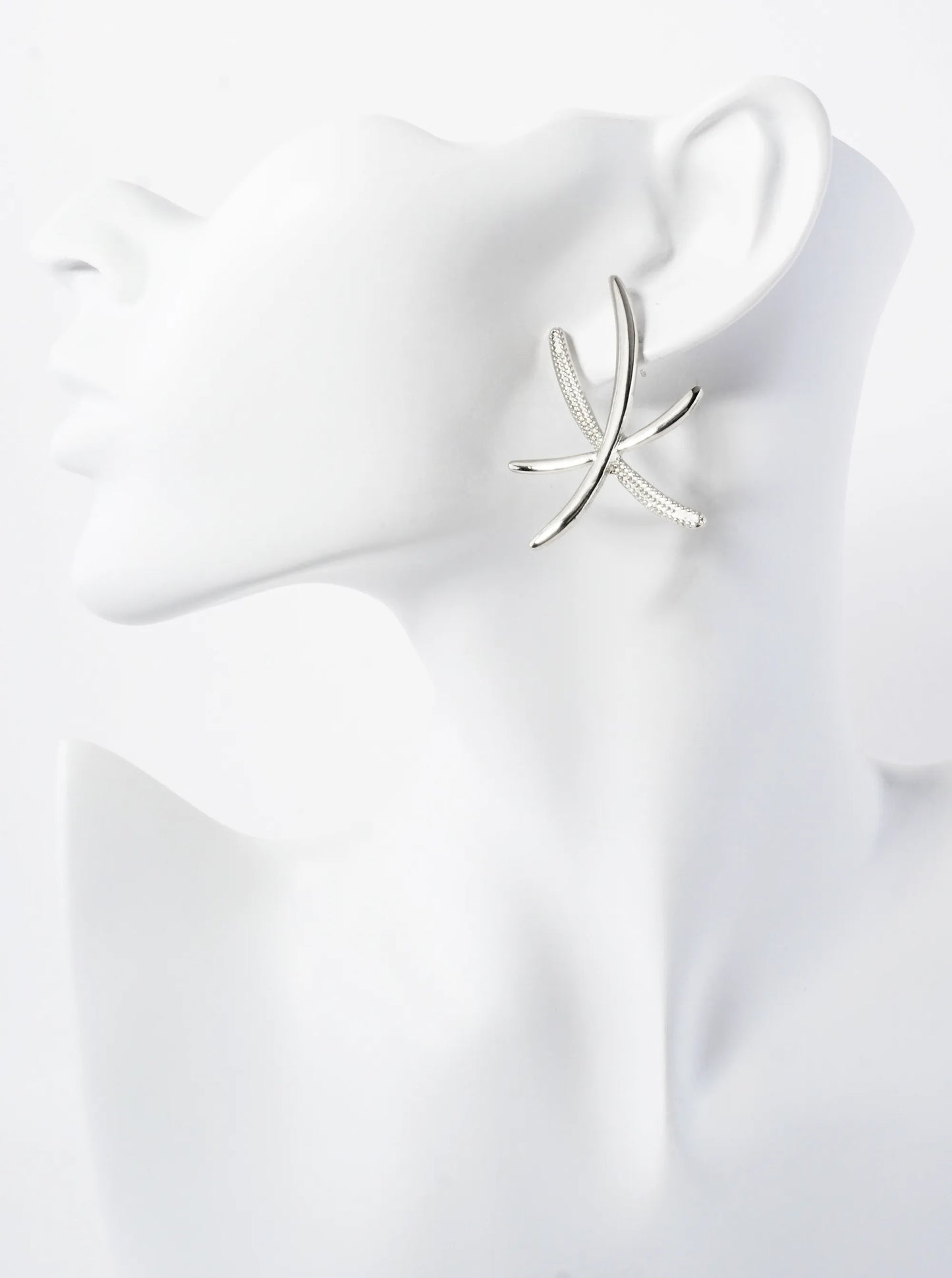 Sea-Life Starfish Inspired 14K-Gold-Dipped Textured Brass Statement Earrings