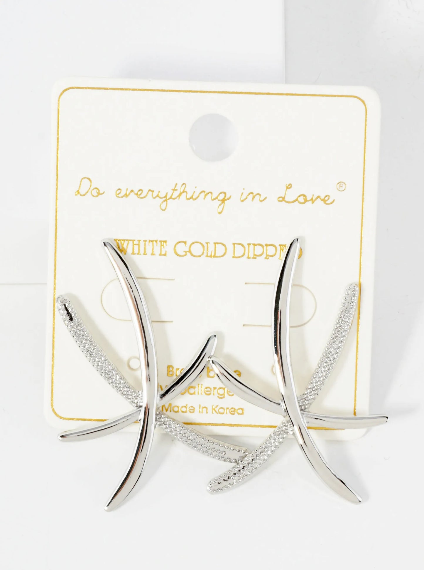 Sea-Life Starfish Inspired 14K-Gold-Dipped Textured Brass Statement Earrings