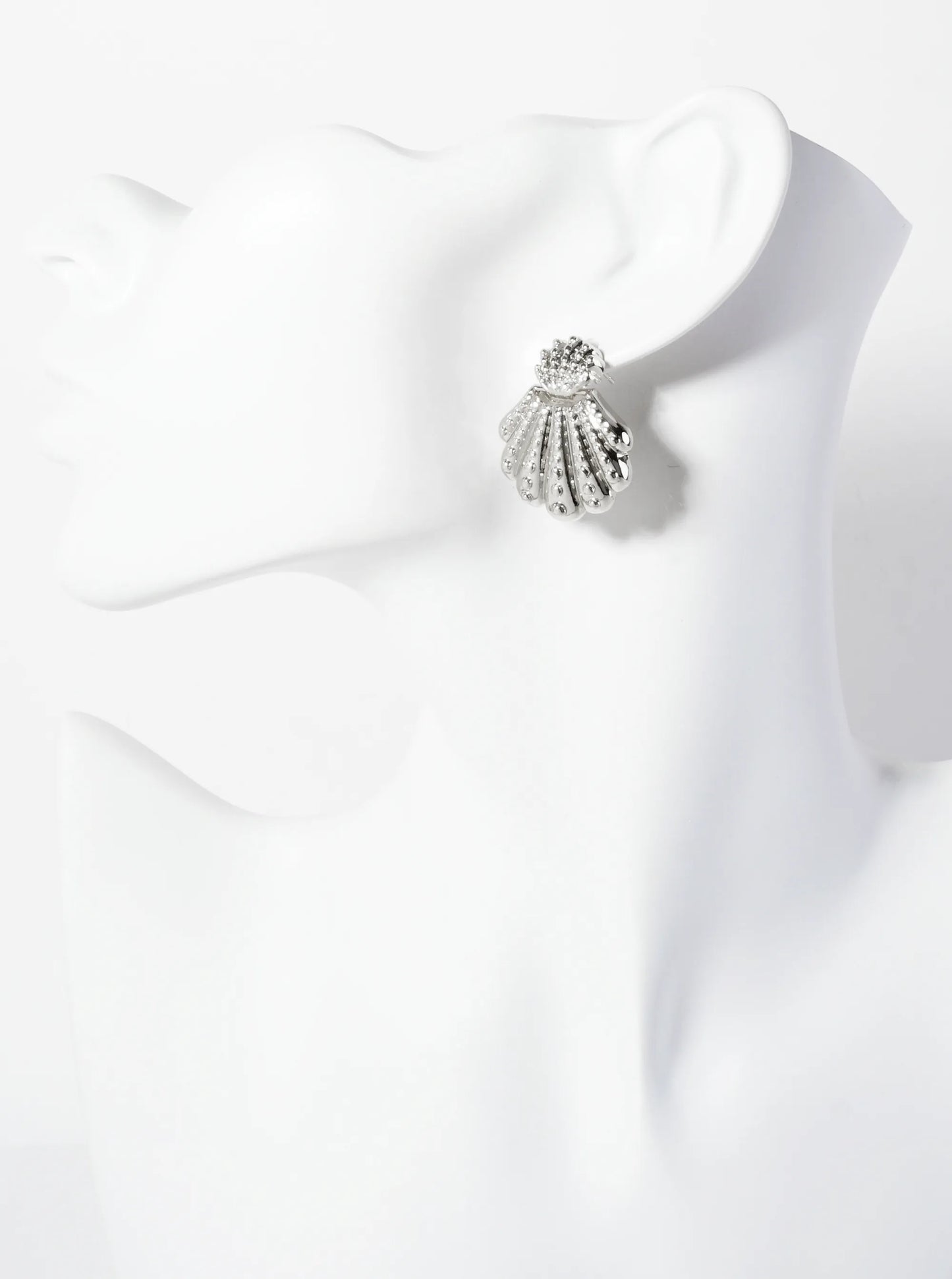 Sea-Life-Theme Ball-Texture 18K-Gold-Dipped Polished Brass Shell Door-Knocker Design Post Earrings