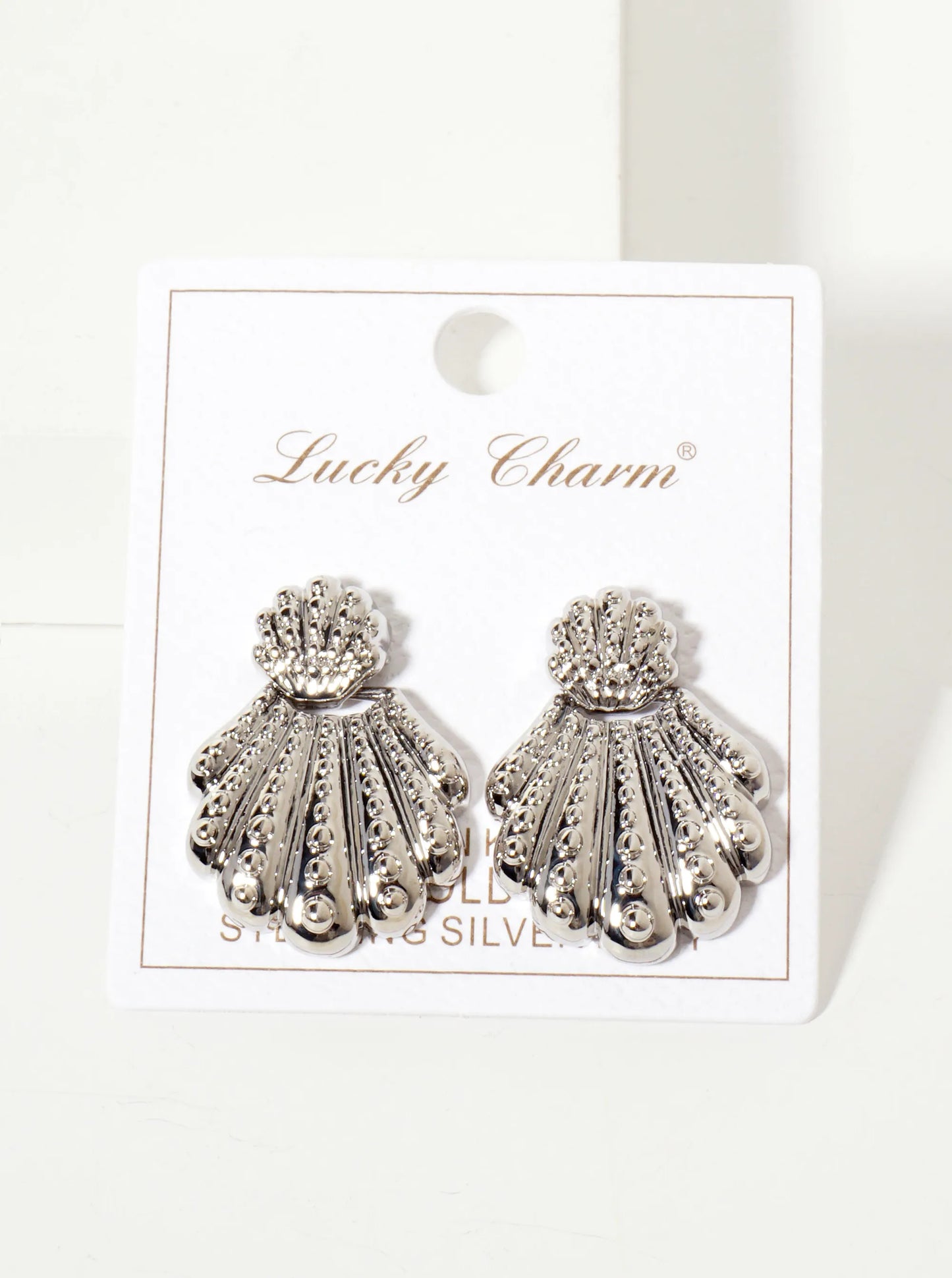 Sea-Life-Theme Ball-Texture 18K-Gold-Dipped Polished Brass Shell Door-Knocker Design Post Earrings