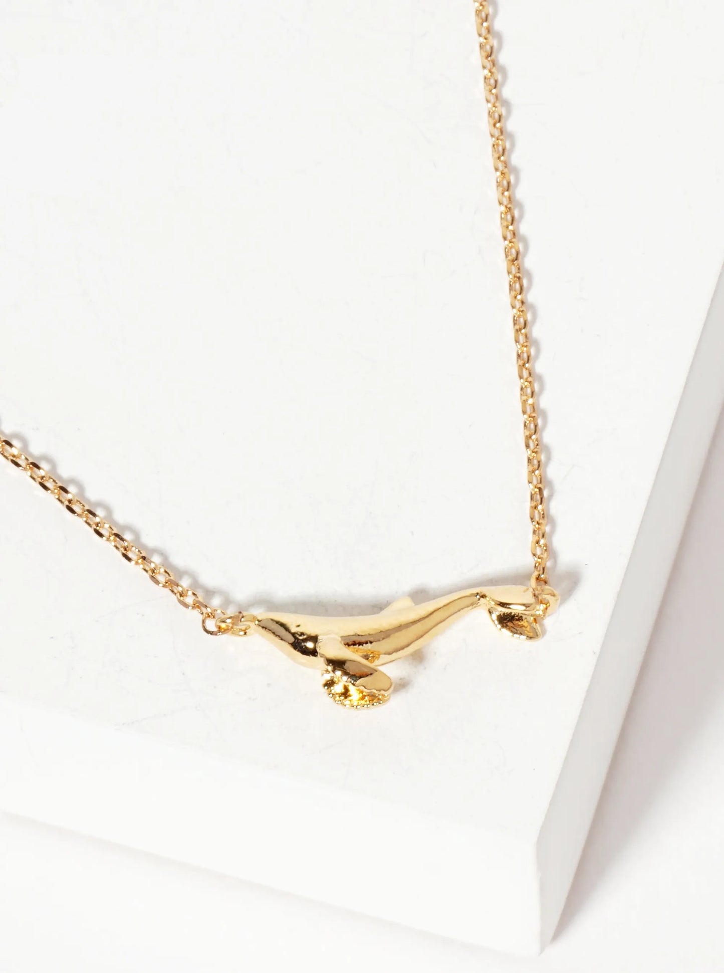 Sea-Life-Theme Free-as-the-Ocean Whale Pendant 18K-Gold-Dipped Necklace