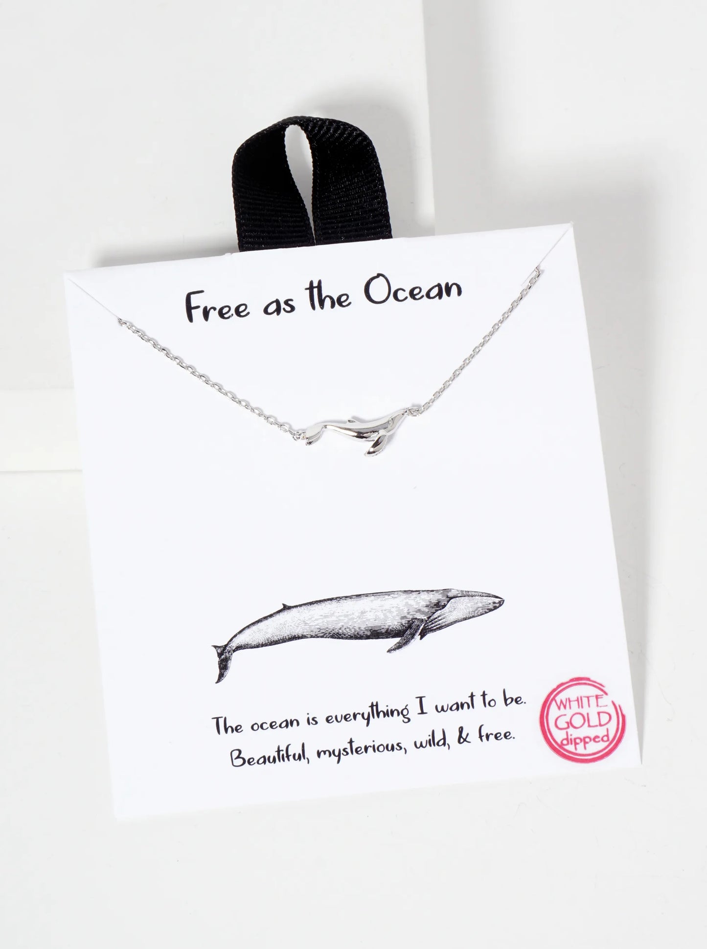 Sea-Life-Theme Free-as-the-Ocean Whale Pendant 18K-Gold-Dipped Necklace