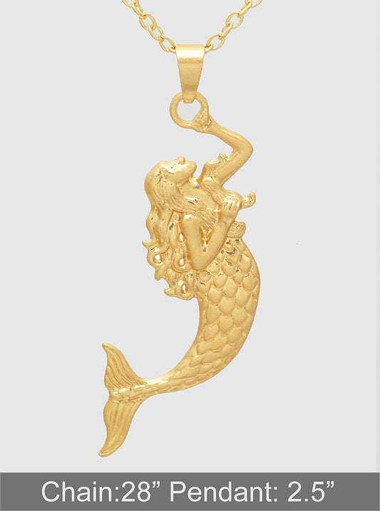 Sea Life Theme Mermaid Pendant Long Necklace