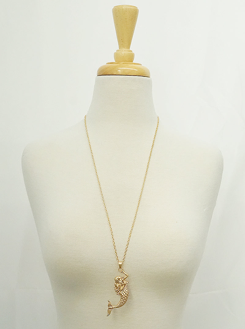 Sea Life Theme Mermaid Pendant Long Necklace