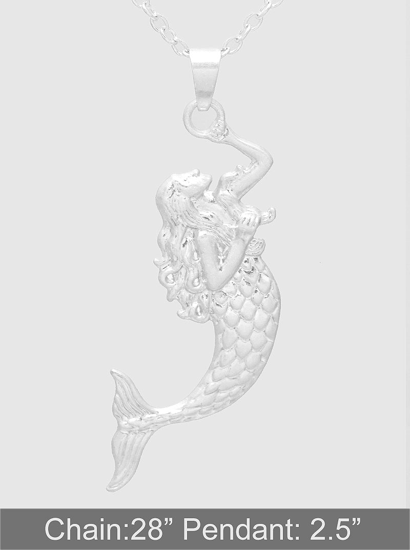Sea Life Theme Mermaid Pendant Long Necklace
