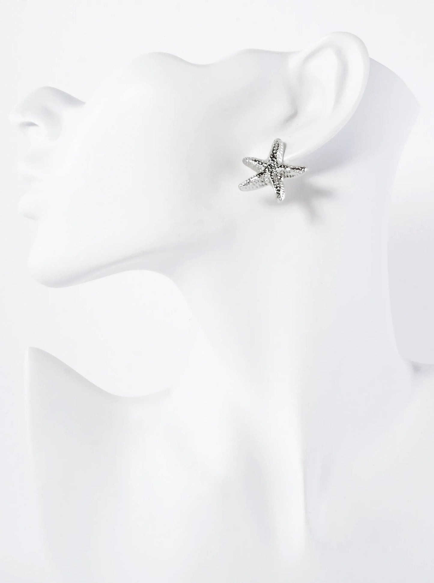 Sea-Life-Theme Textured Starfish 18K-Gold-Dipped Brass Earrings