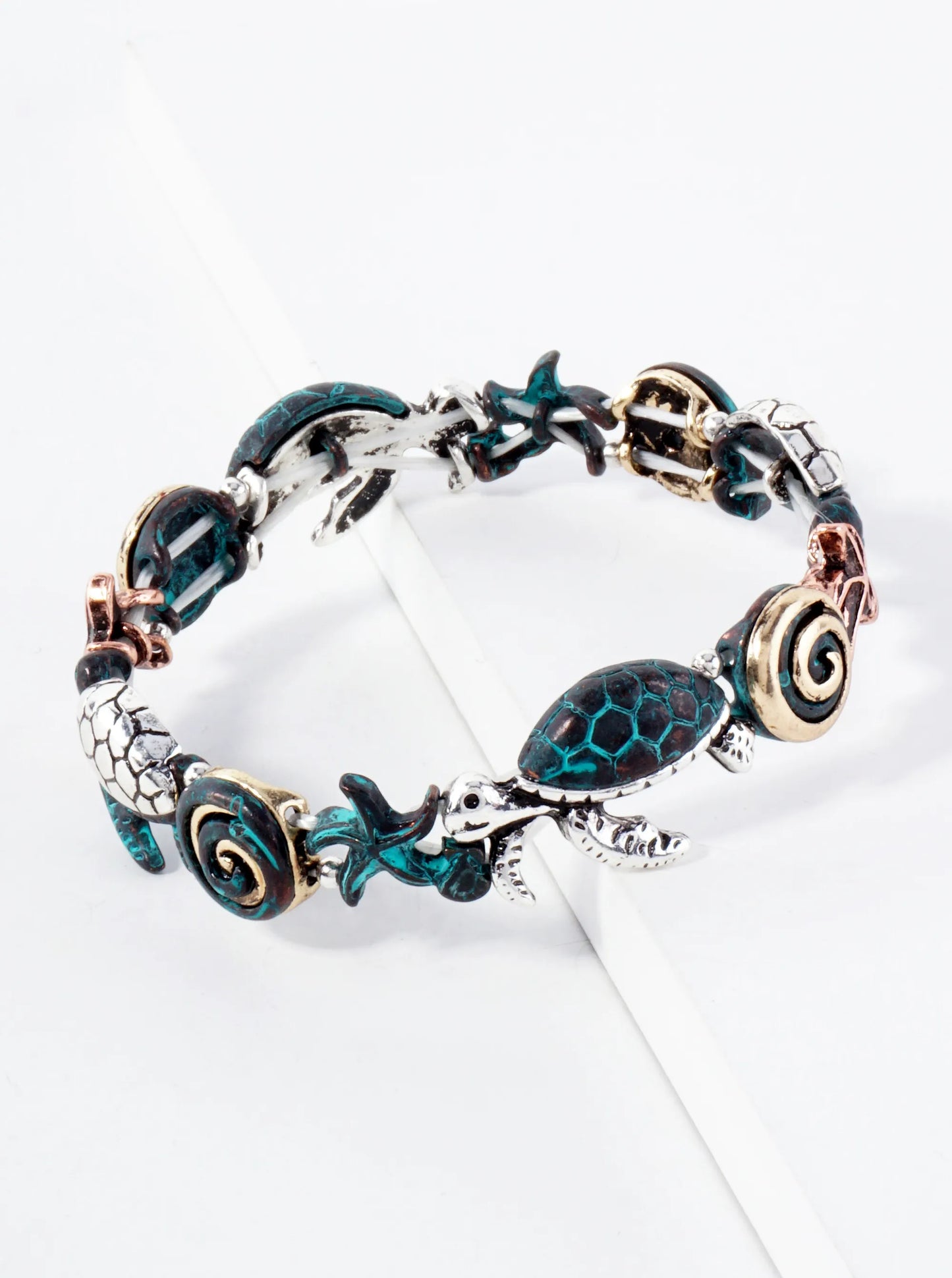 Sea-Life-Theme Turtle Starfish Stretch Bracelet
