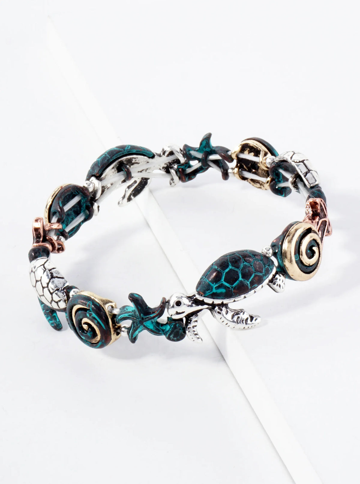 Sea-Life-Theme Turtle Starfish Stretch Bracelet