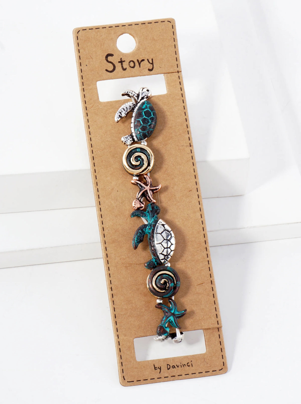 Sea-Life-Theme Turtle Starfish Stretch Bracelet