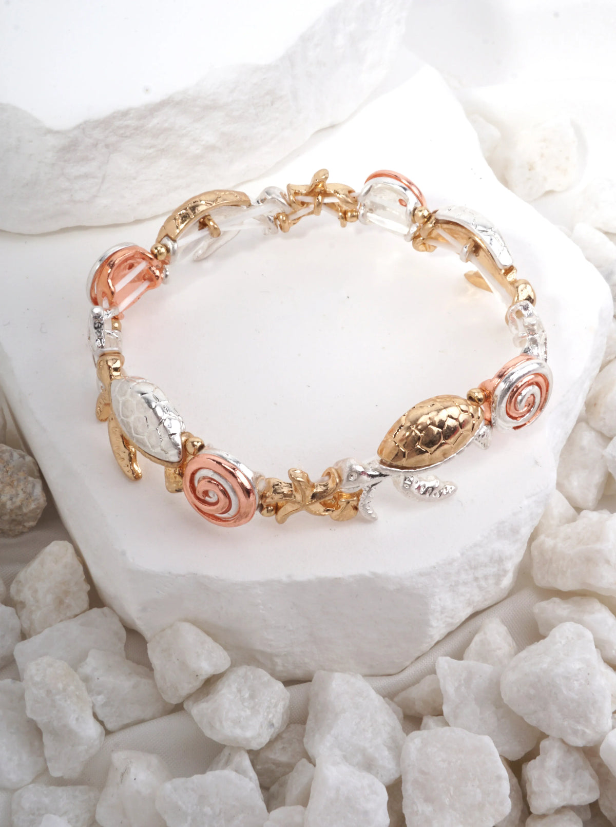 Sea-Life-Theme Turtle Starfish Stretch Bracelet