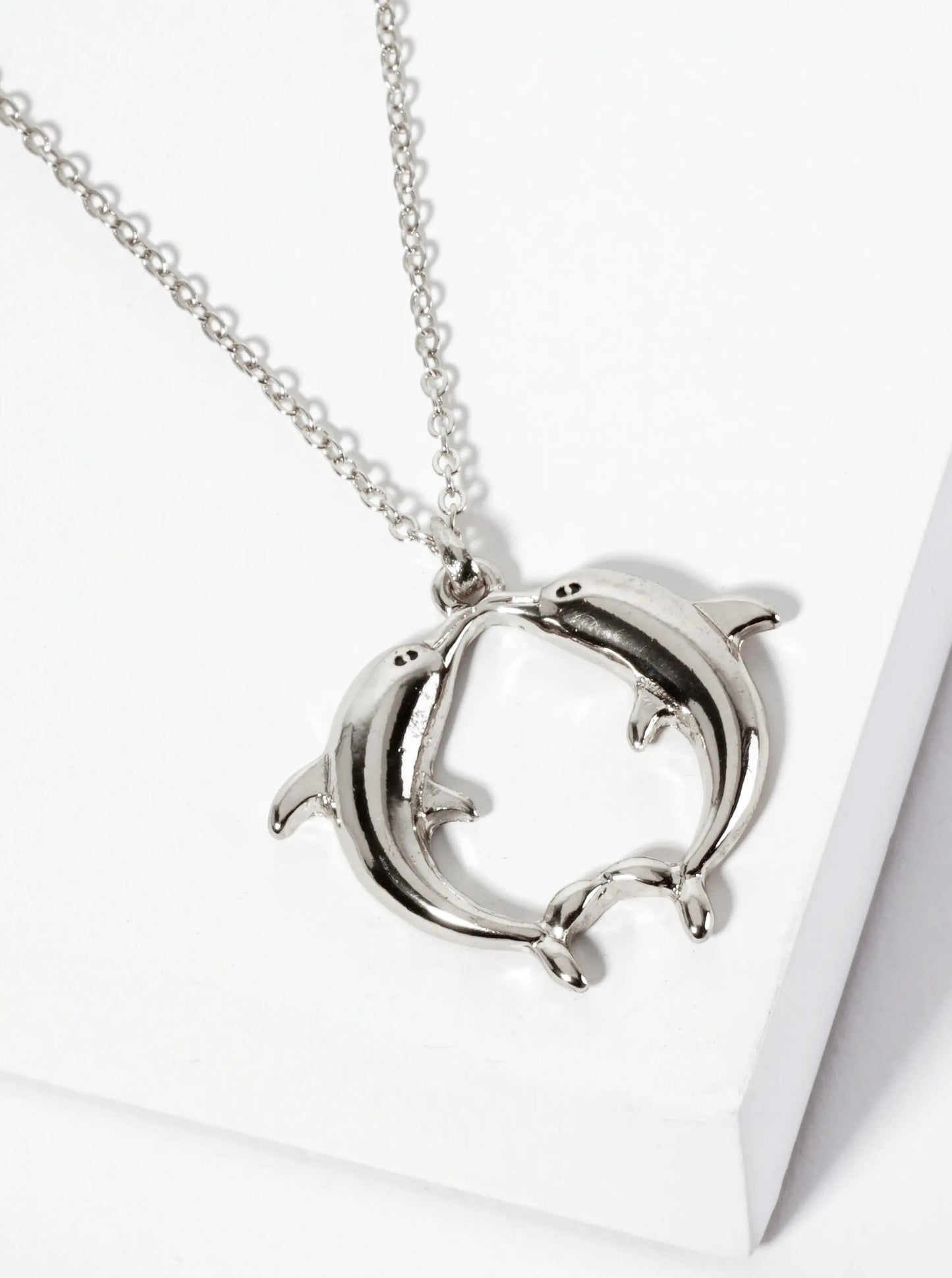 Sea-Life Two Dolphins Kissing Pendant Necklace